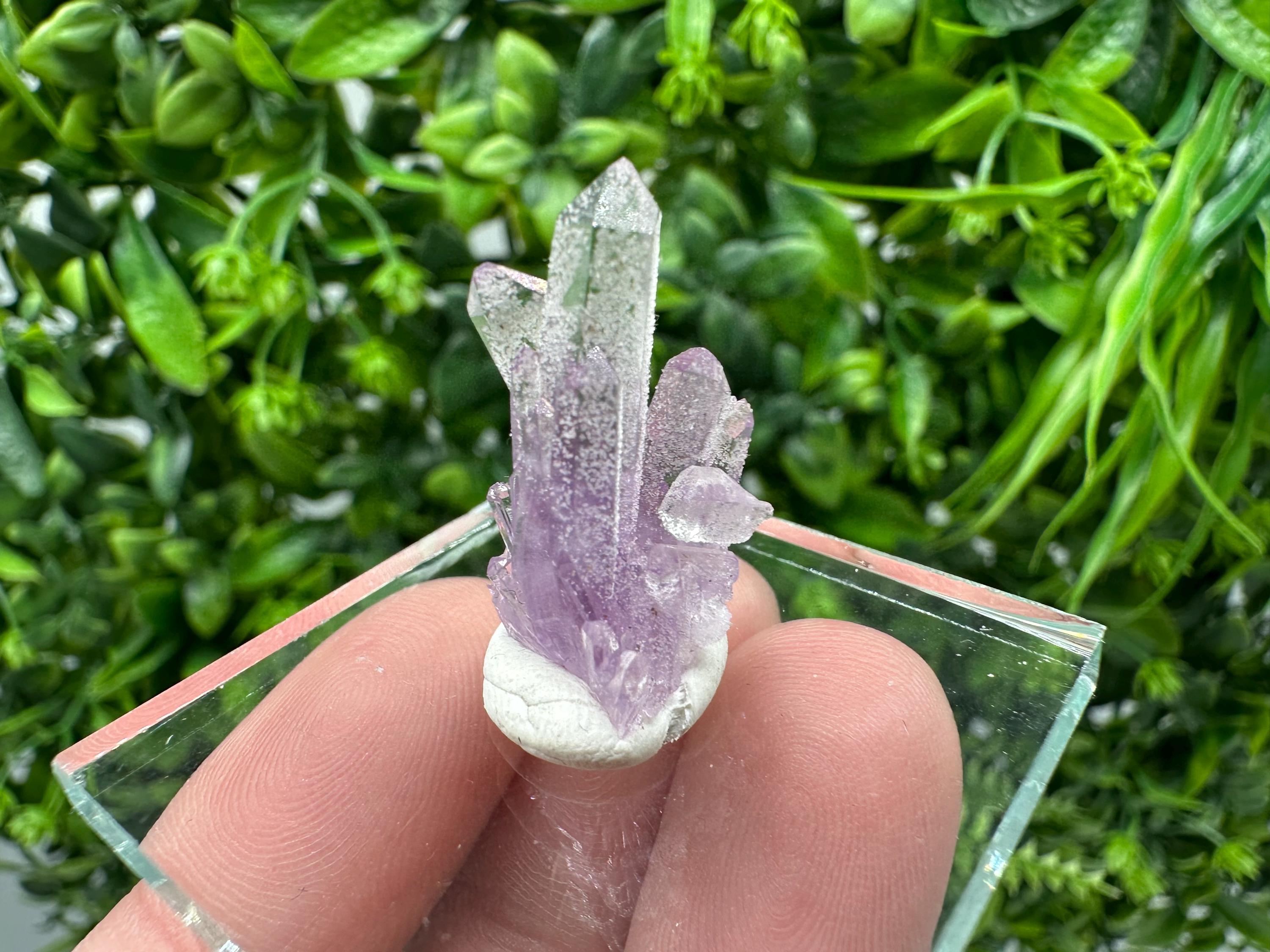 Phantom Amethyst Crystal with Cerussite, Bulgarian Mineral Specimen
