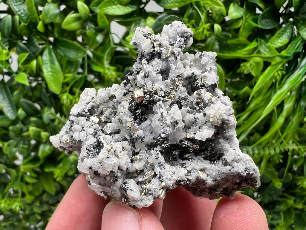 Pyrite on Quartz, Calcite Mineral Specimen, Borieva Mine, Bulgaria