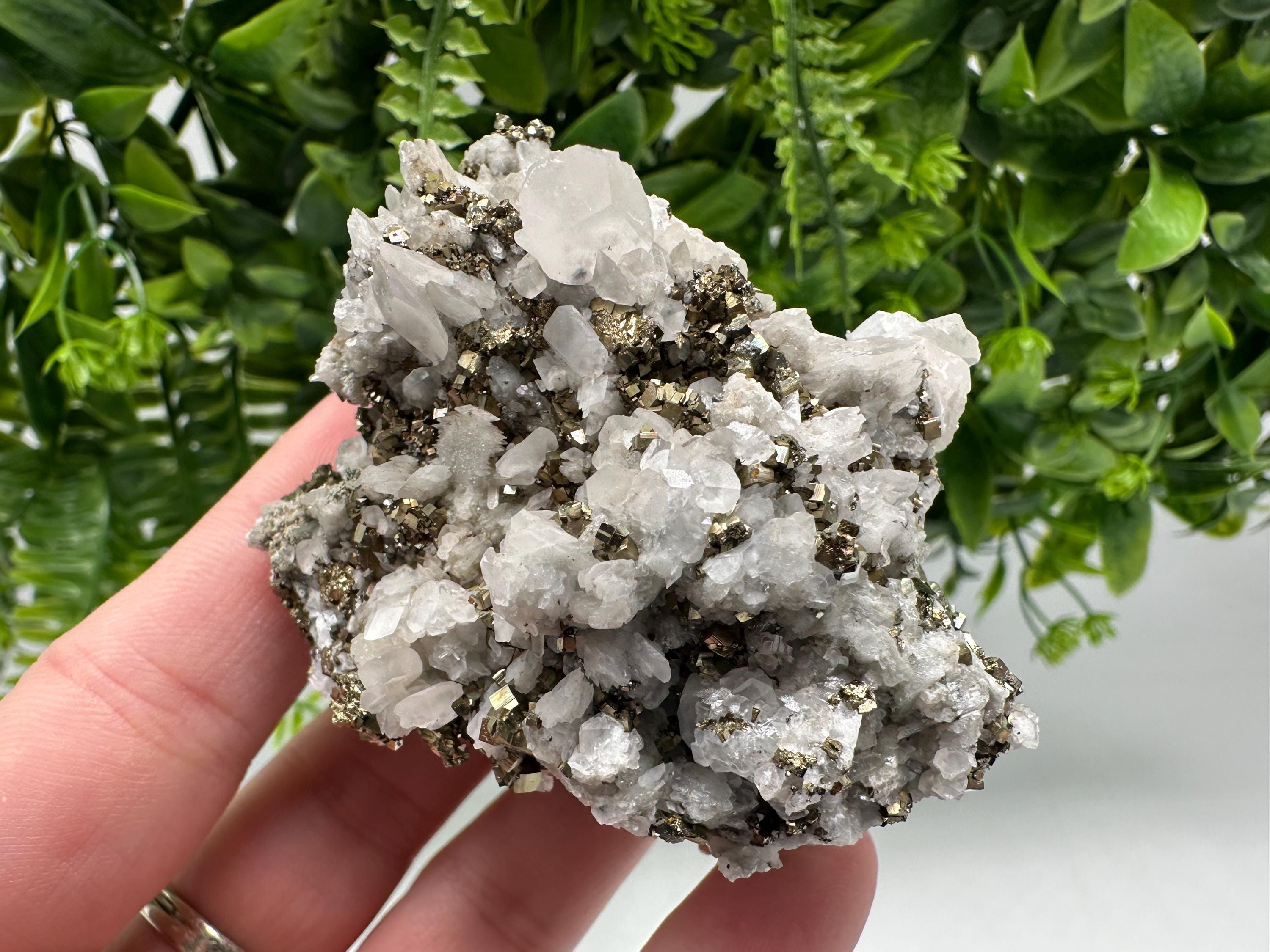 Stunning Pyrite on Quartz,Calcite from Borieva mine,Madan,Bulgaria,natural,collectible mineral specimen,home decor stone,collection crystal