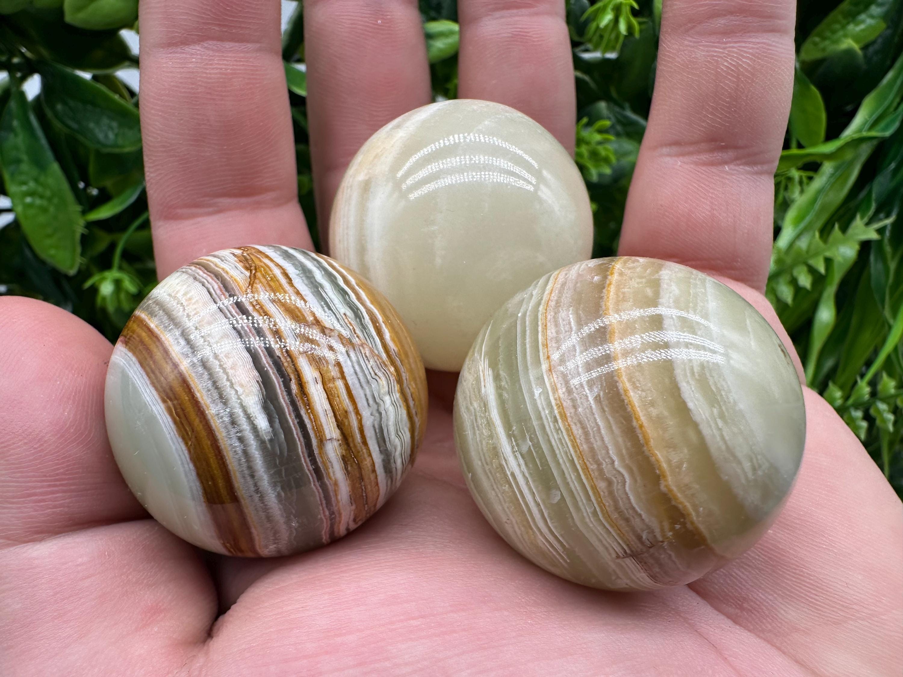 Green Banded Onyx Sphere: Healing Crystal (4cm)