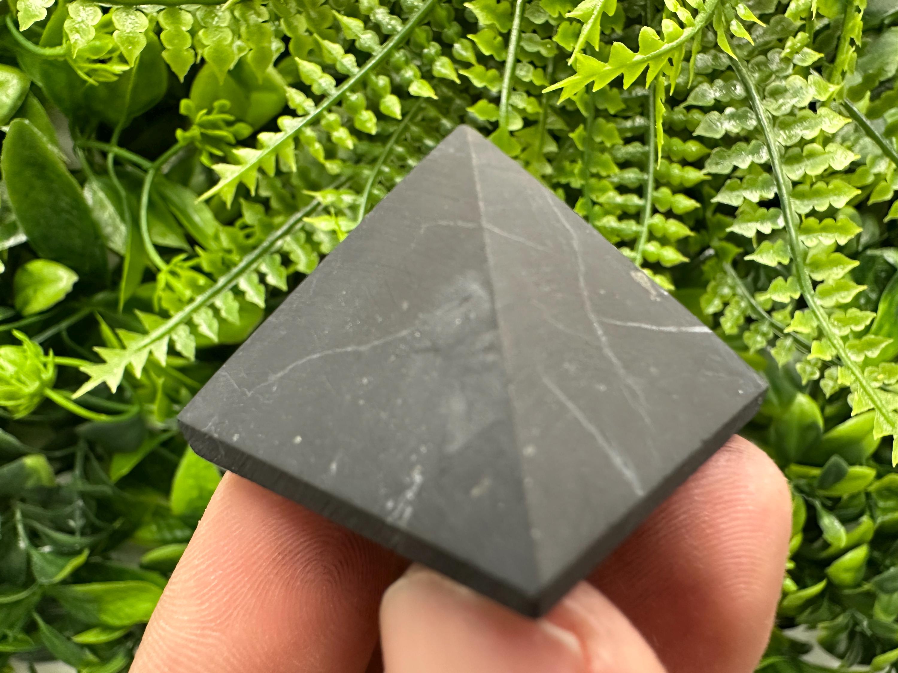 Shungite Pyramid 3cm: EMF & 5G Protection, Healing Crystal