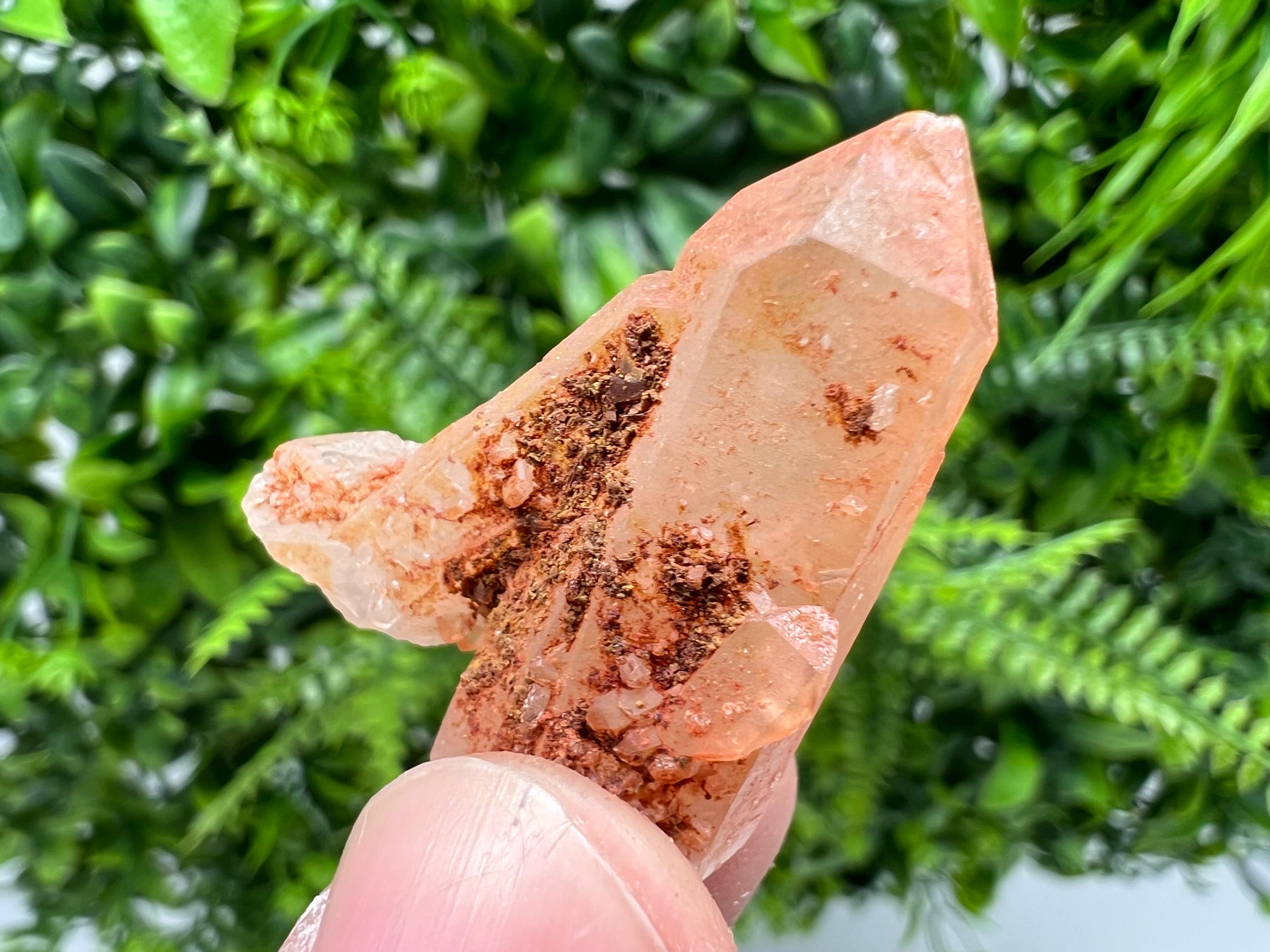 Red Hematite Quartz Crystal, Moroccan Mineral Specimen