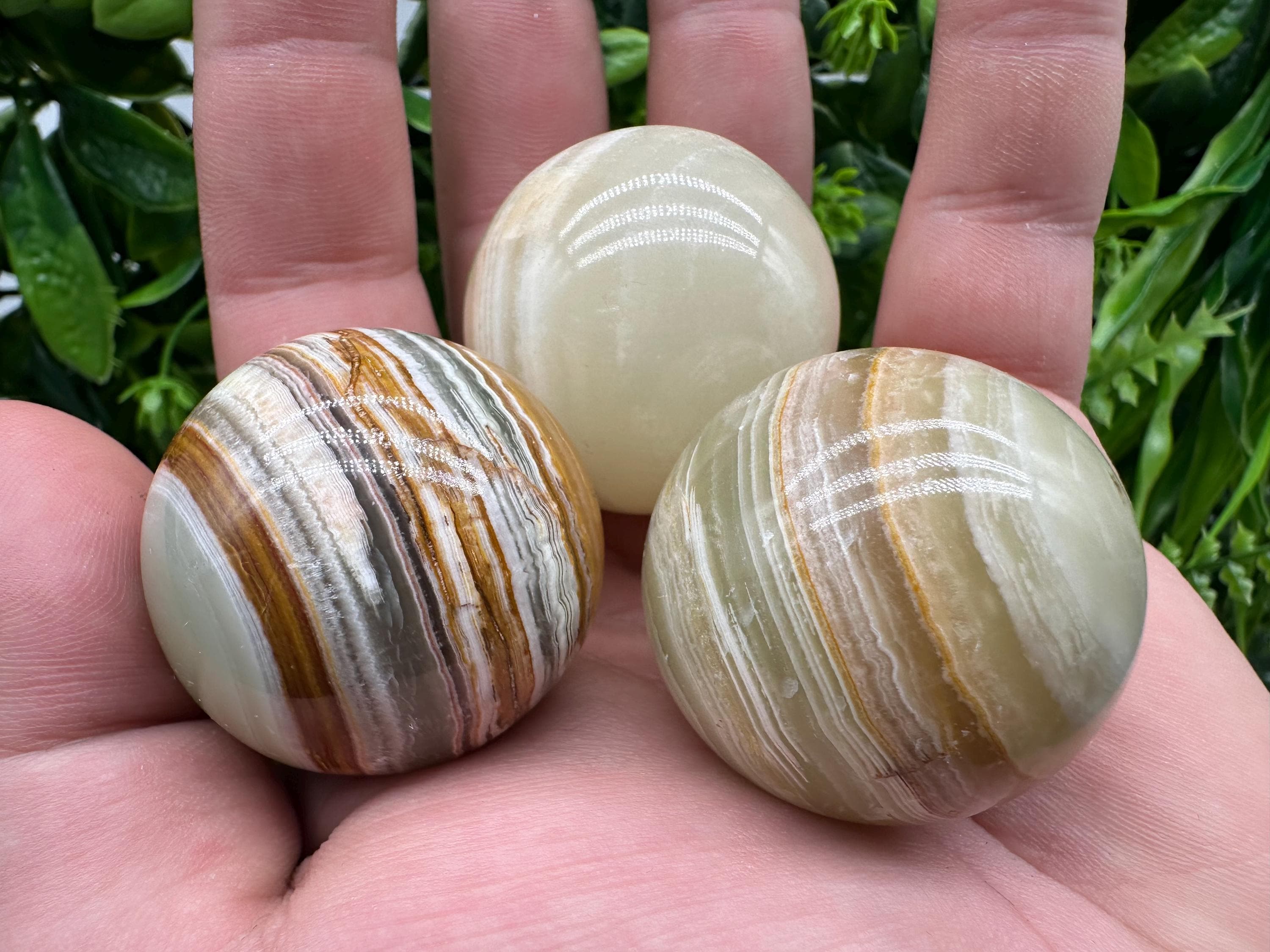 Green Banded Onyx Sphere: Healing Crystal (4cm)
