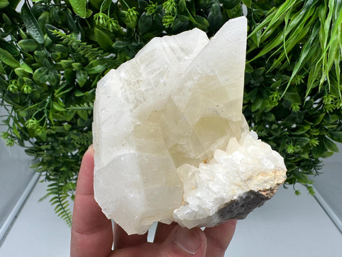 Calcite on Green Quartz: Laki Bulgaria Healing Crystal