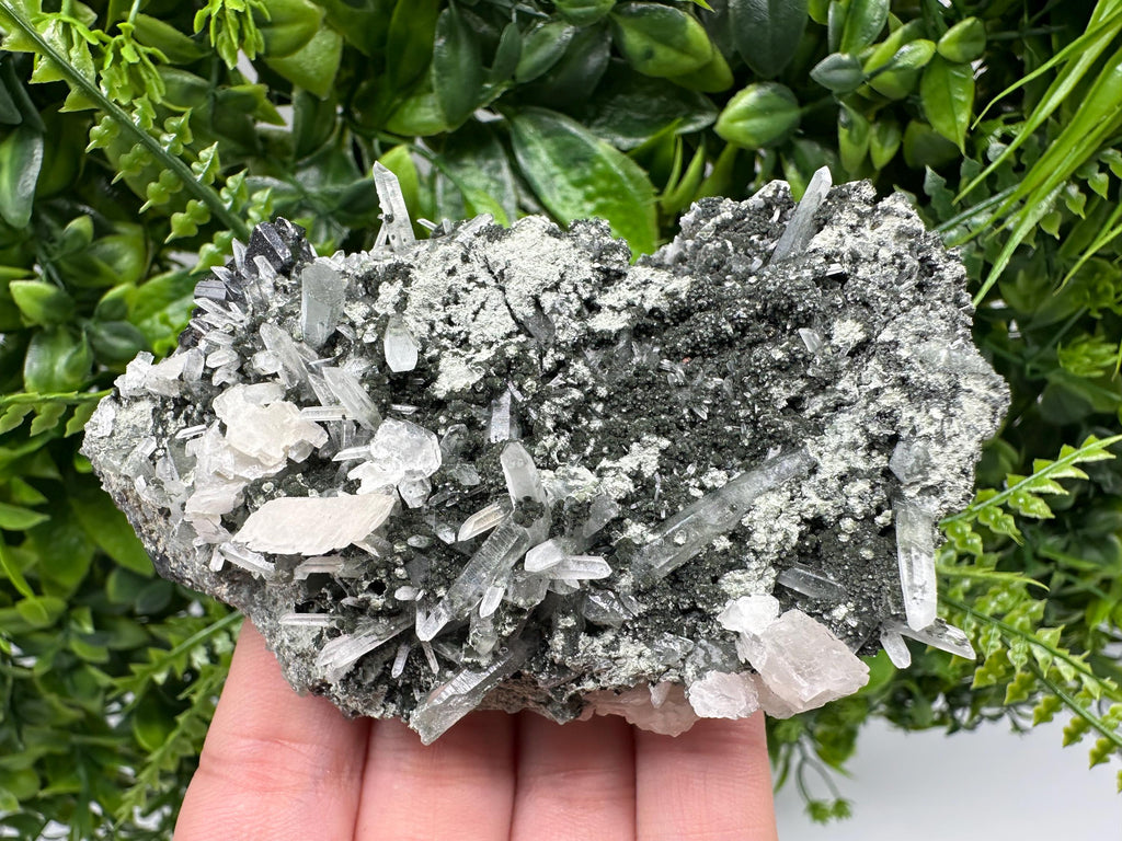 Calcite Quartz on Chlorite Matrix, Borieva Mine Mineral Specimen