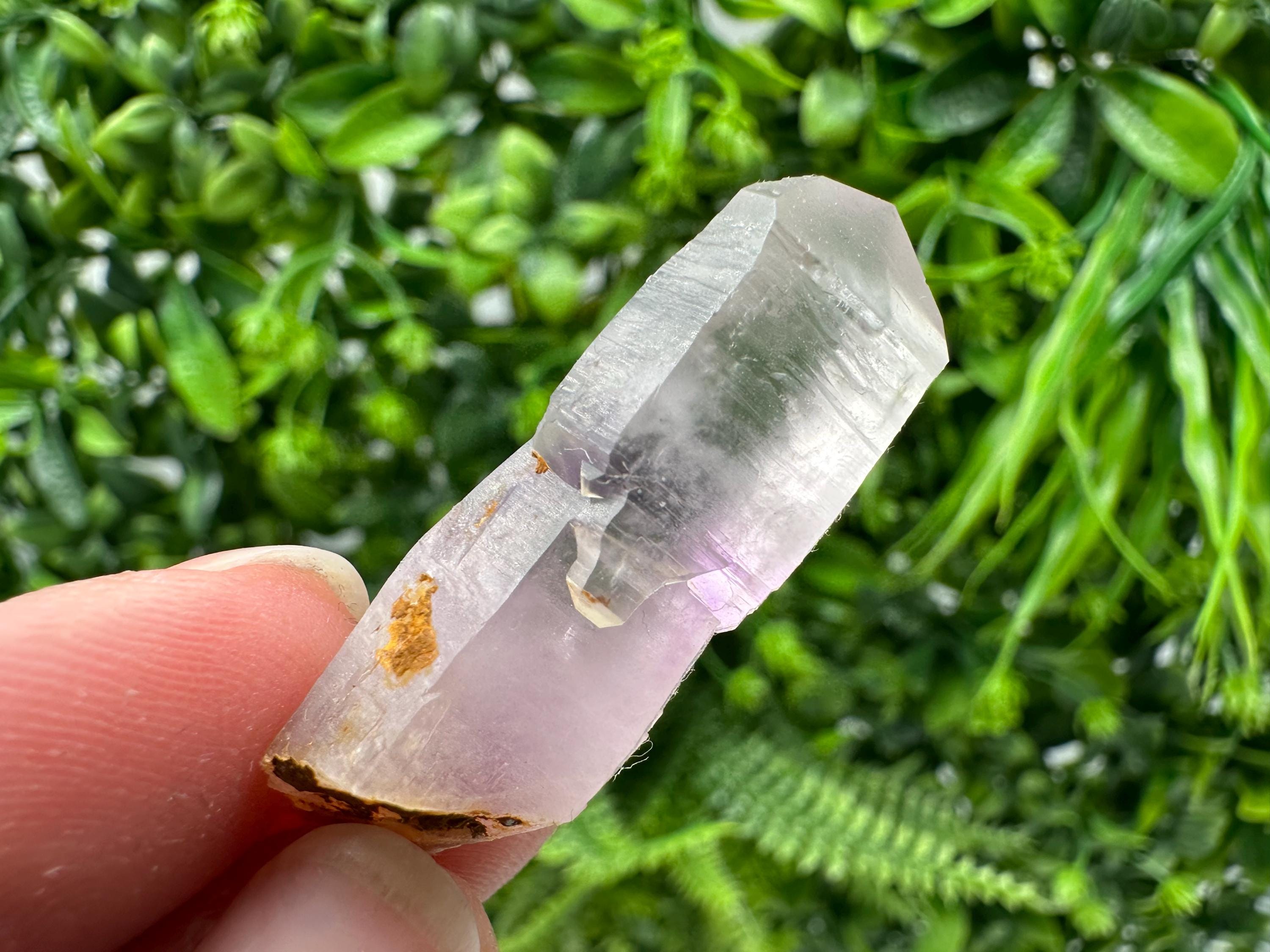 Phantom Amethyst Crystal with Cerussite, Bulgarian Mineral Specimen