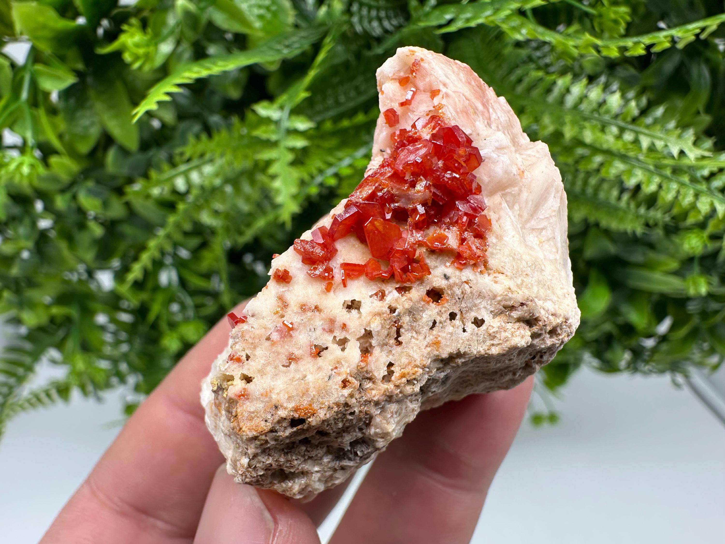 Red Vanadinite on Barite, Morocco Mineral Specimen