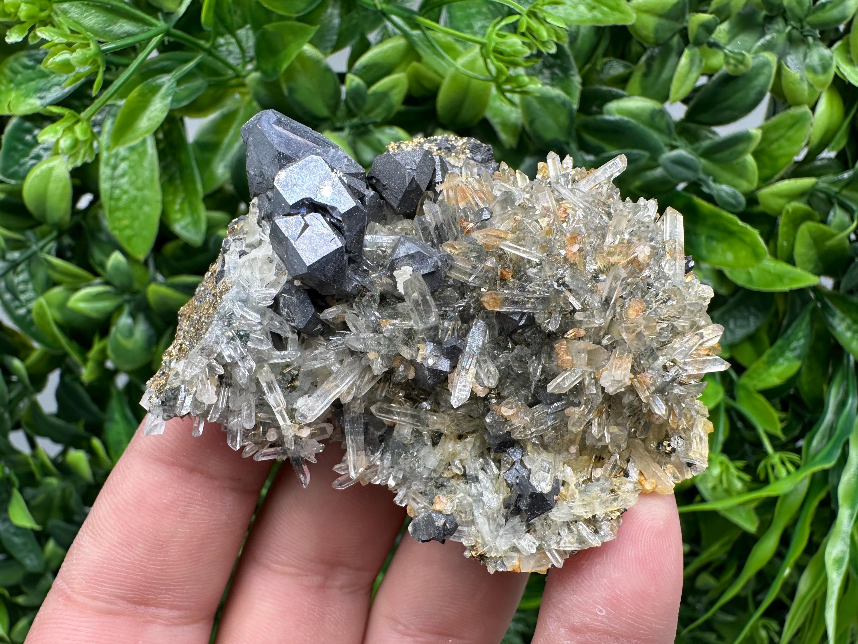 Stunning Shiny Galena,Sphalerite on needle Quartz,from Borieva mine,Bulgaria natural mine Souvenir crystal,collectors speciment,gift,stone