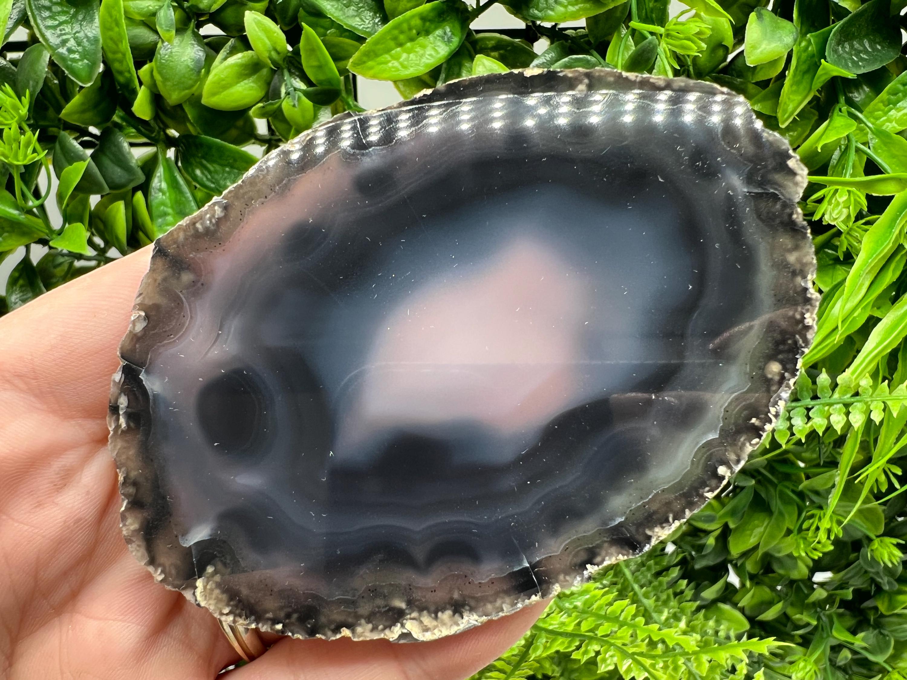 Large Polished Agate Slice: Spiritual Healing Crystal Coaster, 73 grams