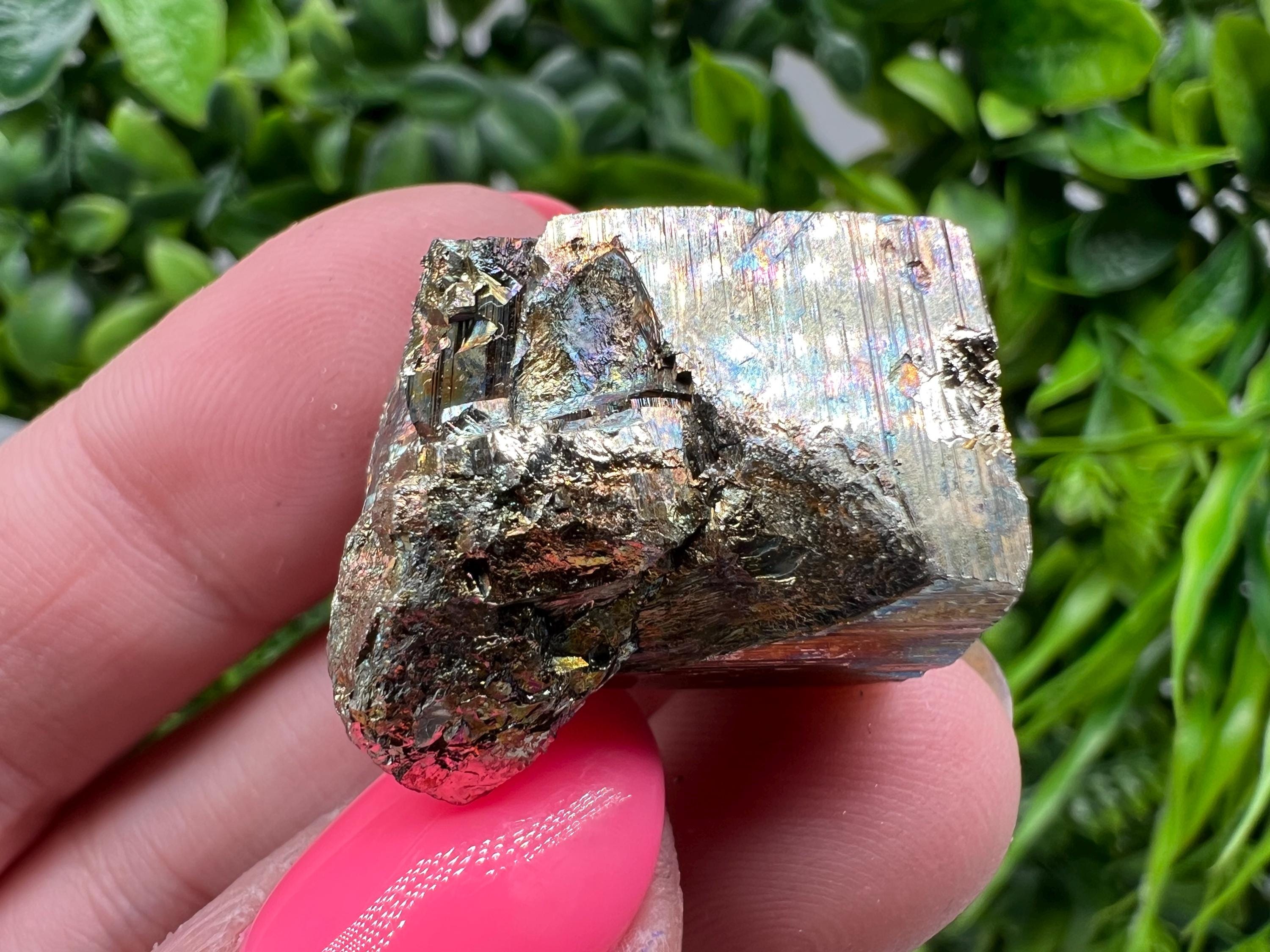 Rainbow Pyrite with Calcite, Natural Crystal Mineral Souvenir