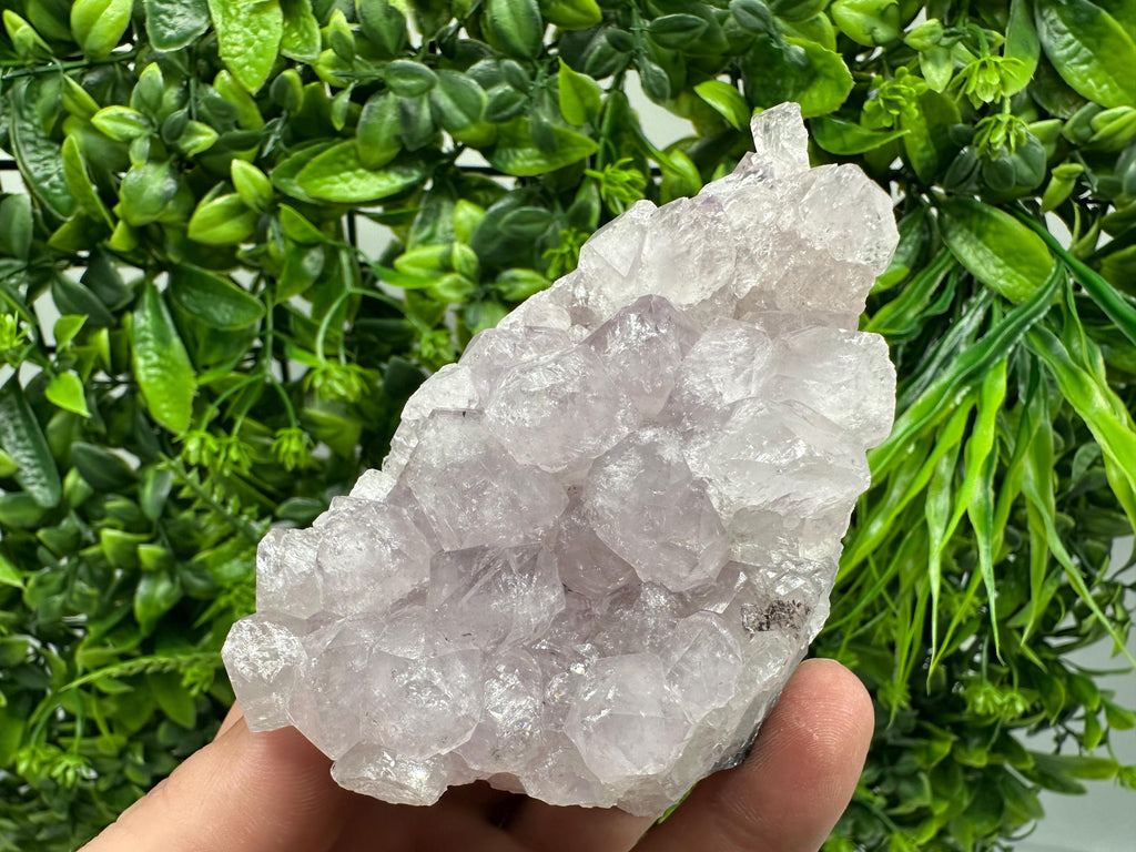 Natural Calcite on Quartz with Amethyst and Chlorite, Rare Mineral Specimen
