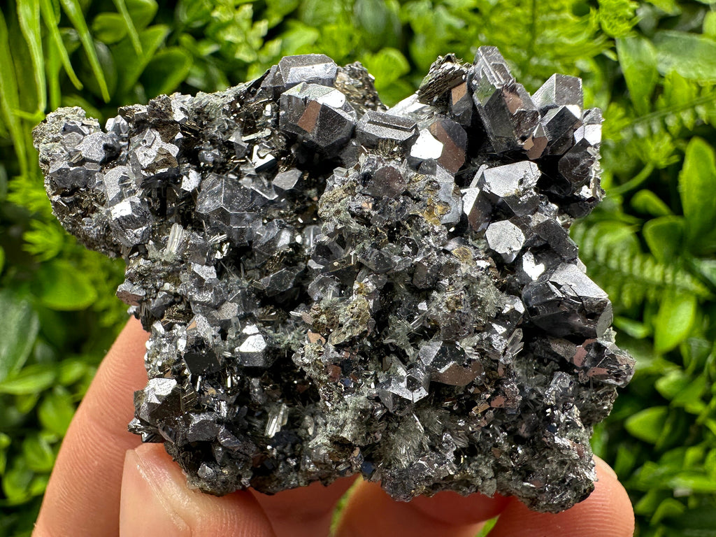 Skeletal Galena on Needle Quartz, Borieva Mine, Bulgaria