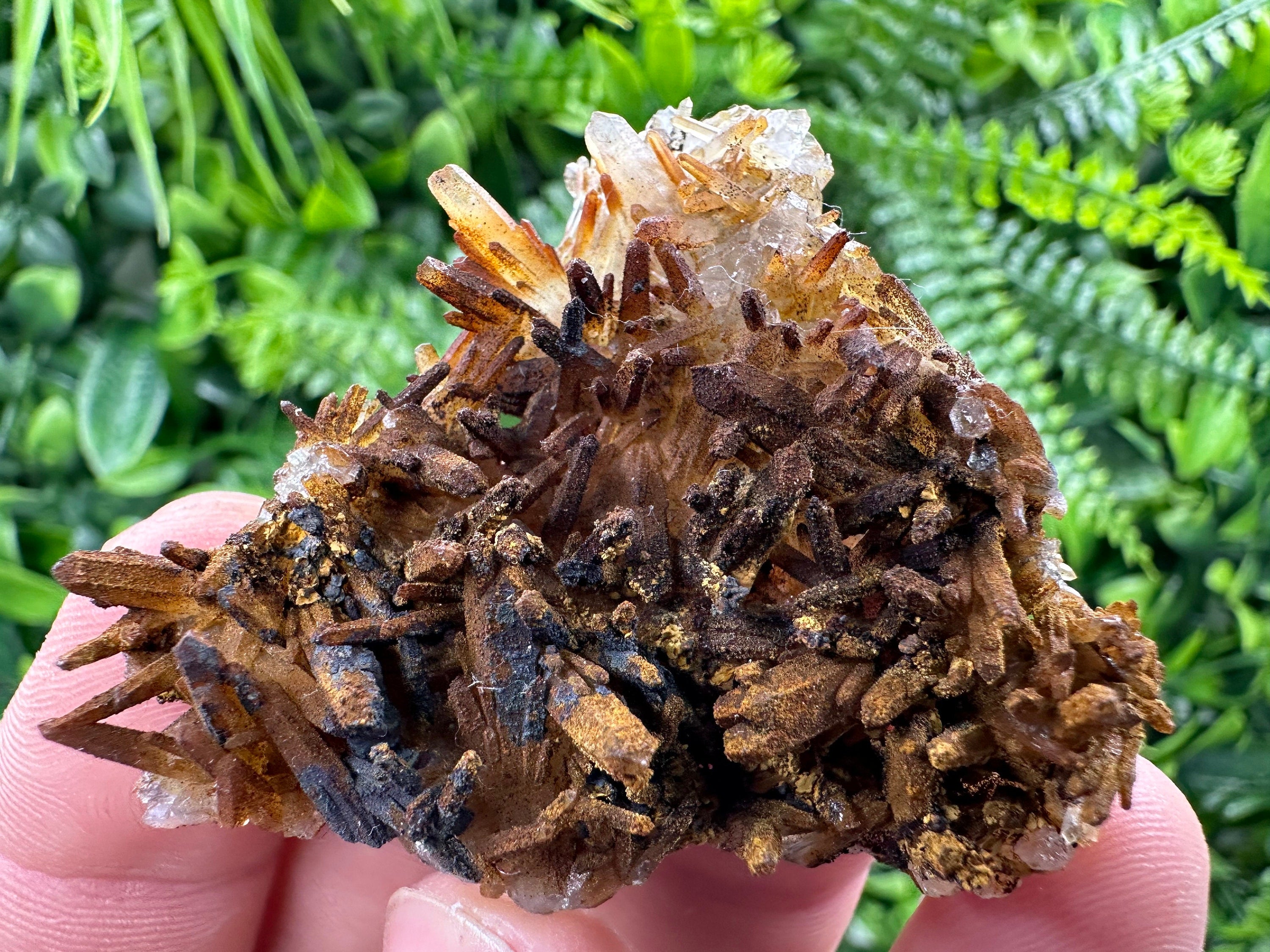 Iron Oxide Limonite Quartz Crystal Cluster, Mineral Specimen
