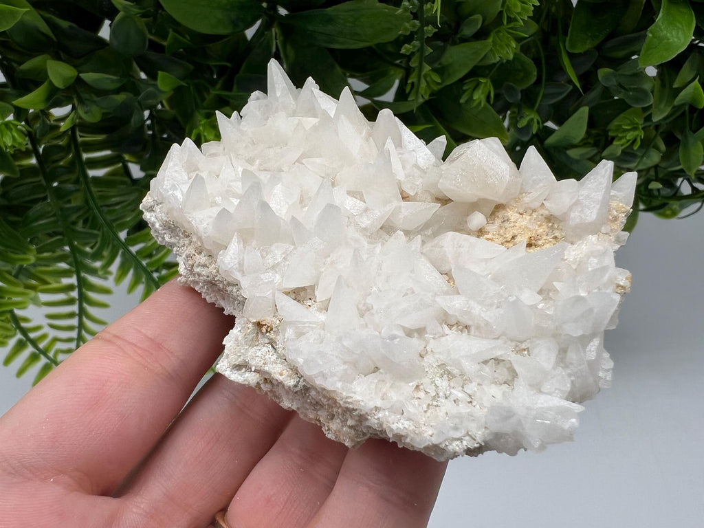 Calcite on Green Quartz: Djurcovo Mine, Bulgaria Healing Crystal