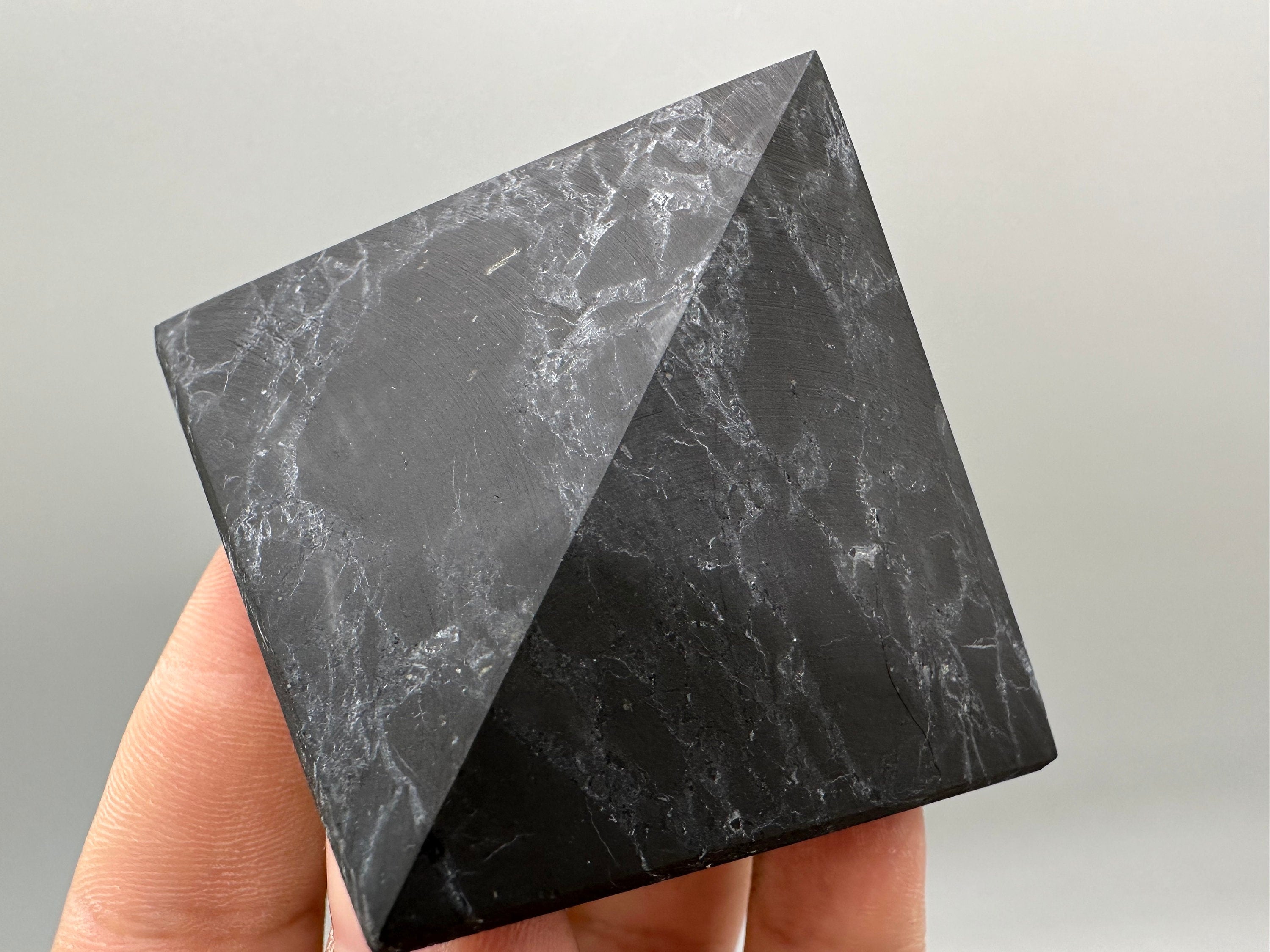 Shungite Pyramid (7cm): EMF & 5G Protection, Healing Crystal