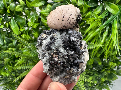 Calcite on Green Quartz: Rare Bulgarian Healing Crystal