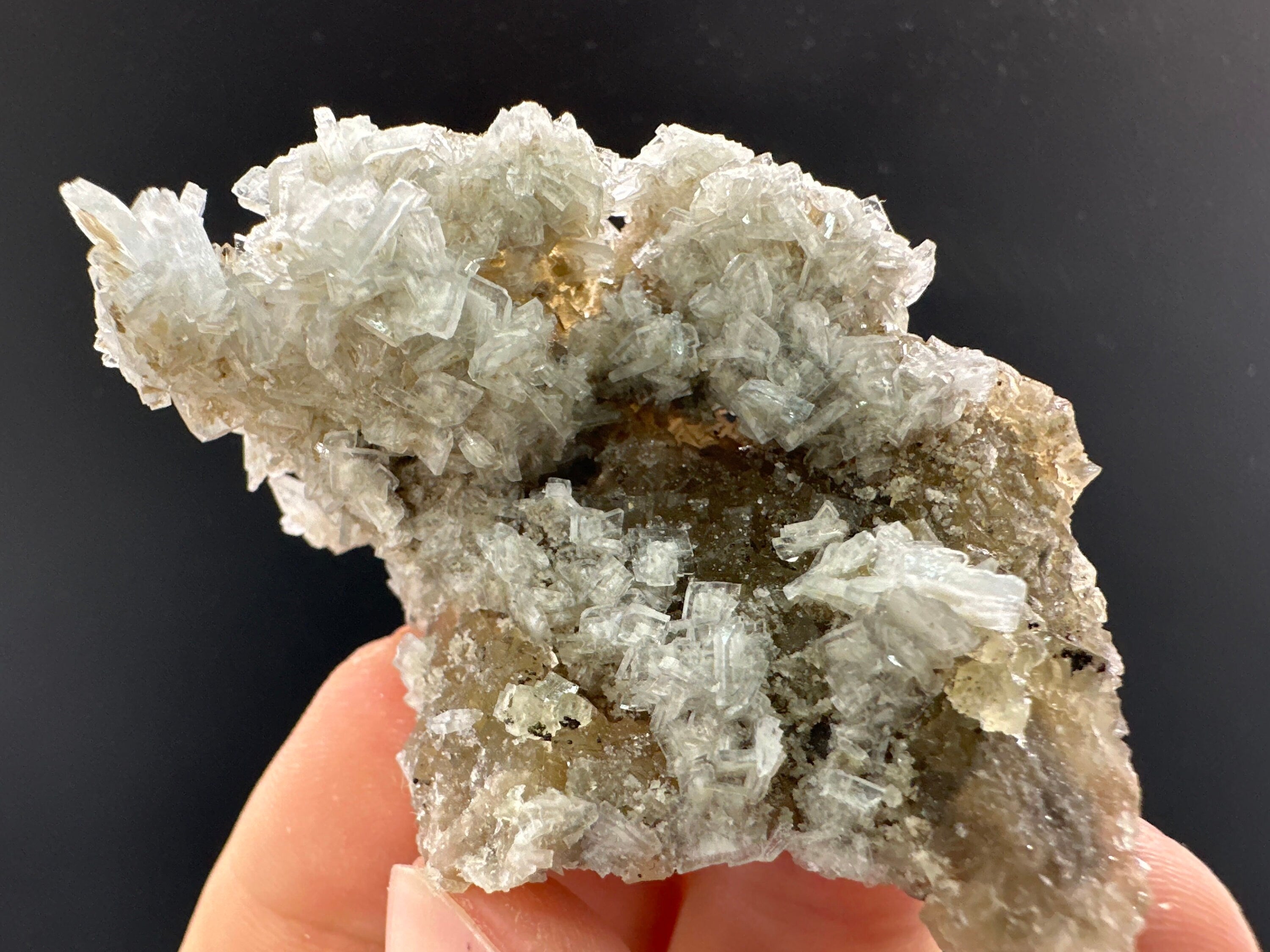 Blue Barite on Yellow Fluorite Mineral Specimen from Spain