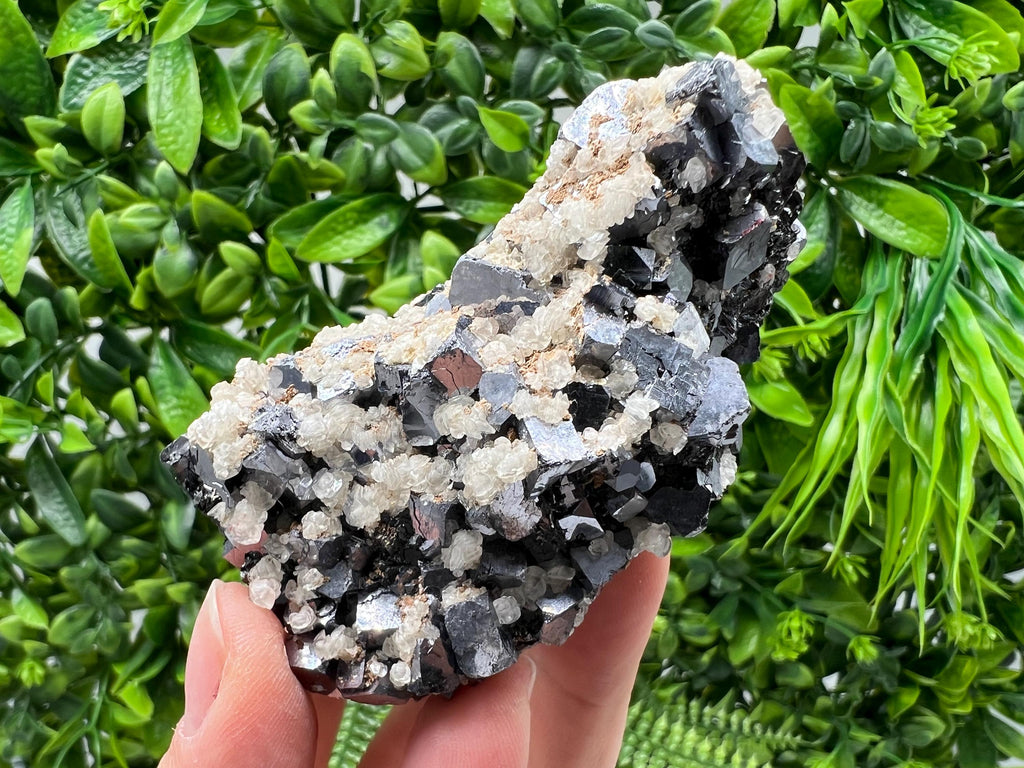 Wonderful Shiny Galena,Chalcopyrite on Calcite From Borieva mine,Bulgaria,Natural,collection mineral specimen,gift,home decor crystal,clust