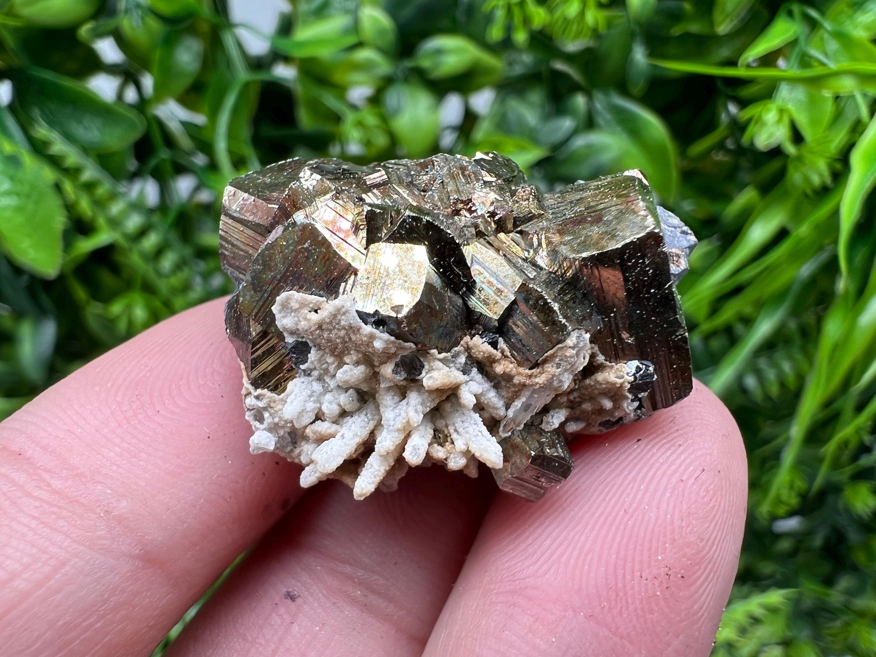 Wonderful Rainbow Pyrite whit Calcite,natural minerals souvenir Crystal,collection stone,rare minerals,home decor,Borieva Bulgaria