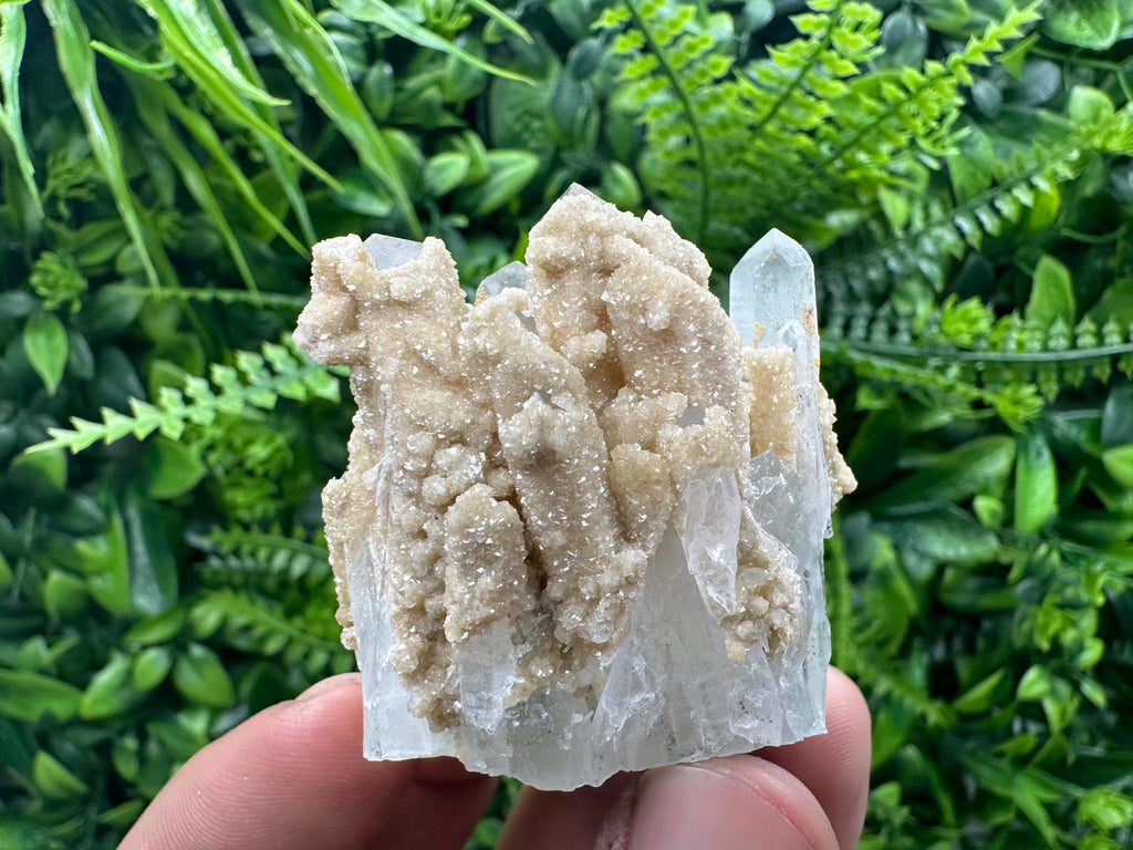 Quartz Calcite Mineral Specimen: Transparent Crystal Home Decor