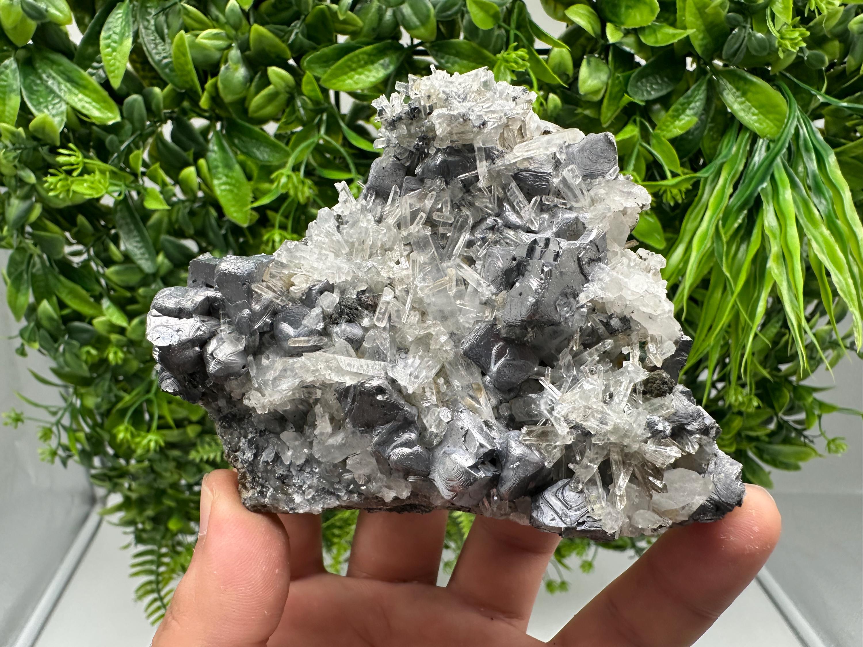 Amazing Galena spinel law on Quartz whit Siderite,from Krushev dol mine,Bulgaria,natural,collection mineral specimen,home decor crystal,souv