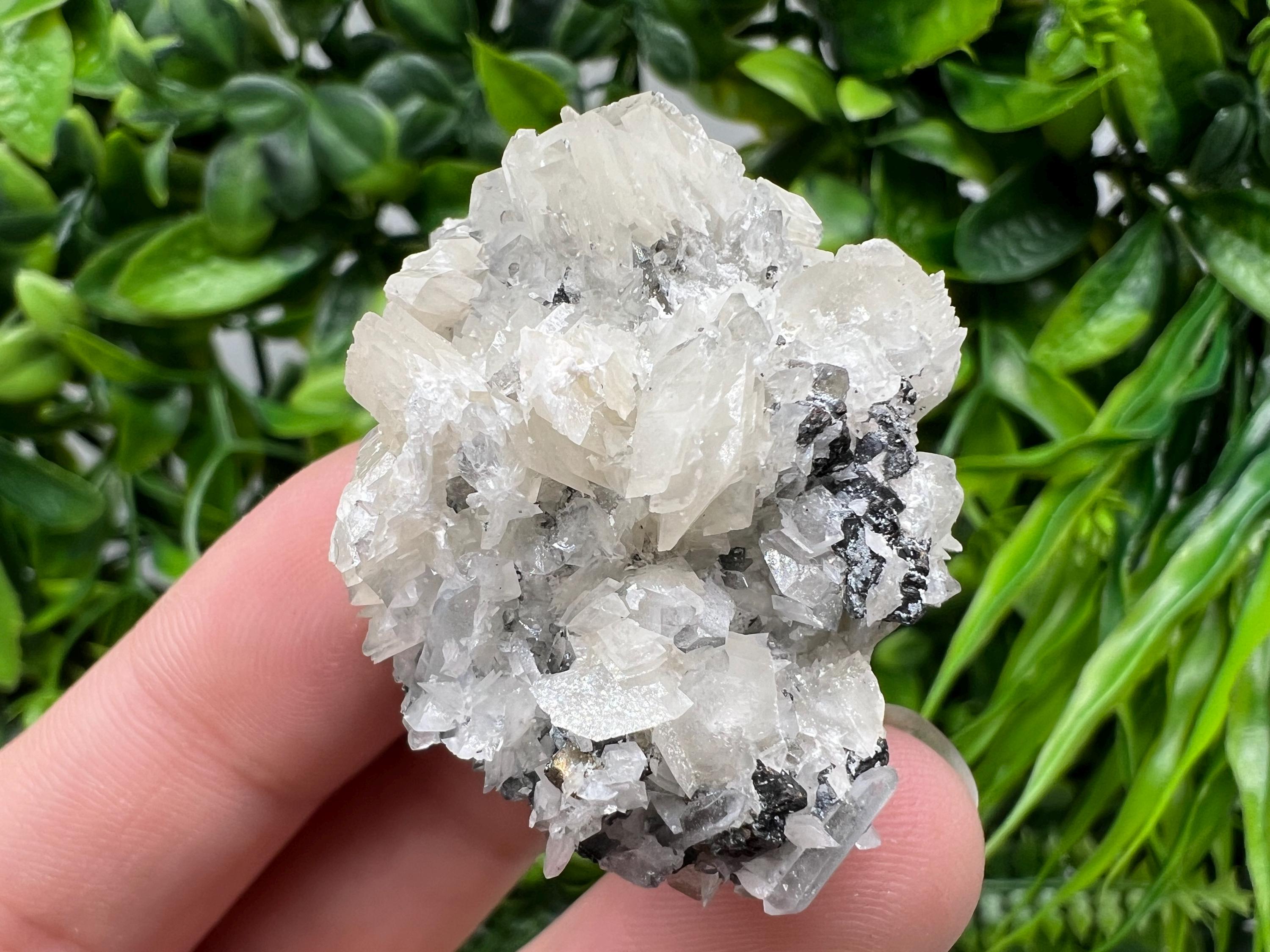 Calcite on Quartz, Borieva Mine Mineral Specimen