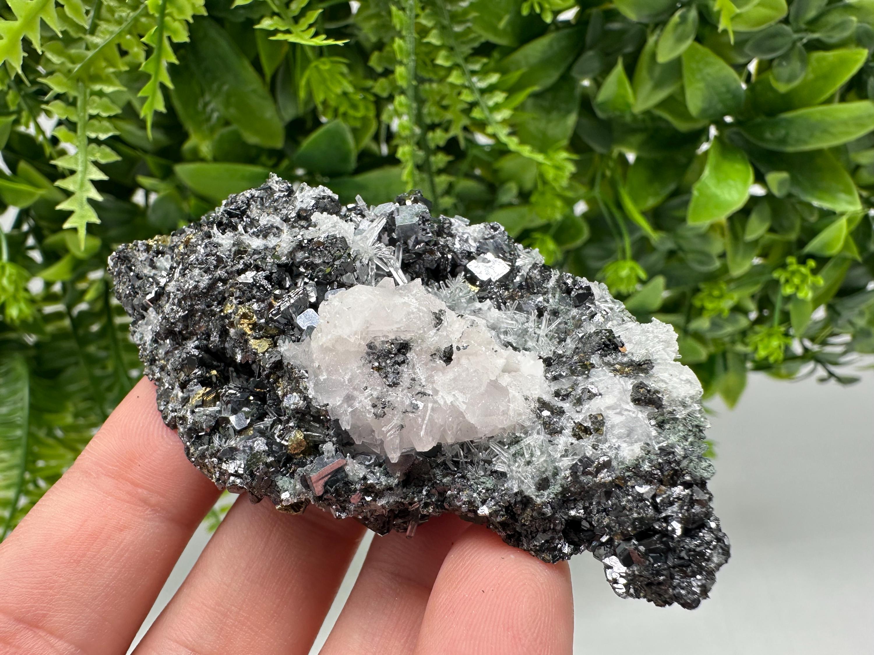 Pyrite on Green Quartz Specimen, Borieva Mine, Bulgaria