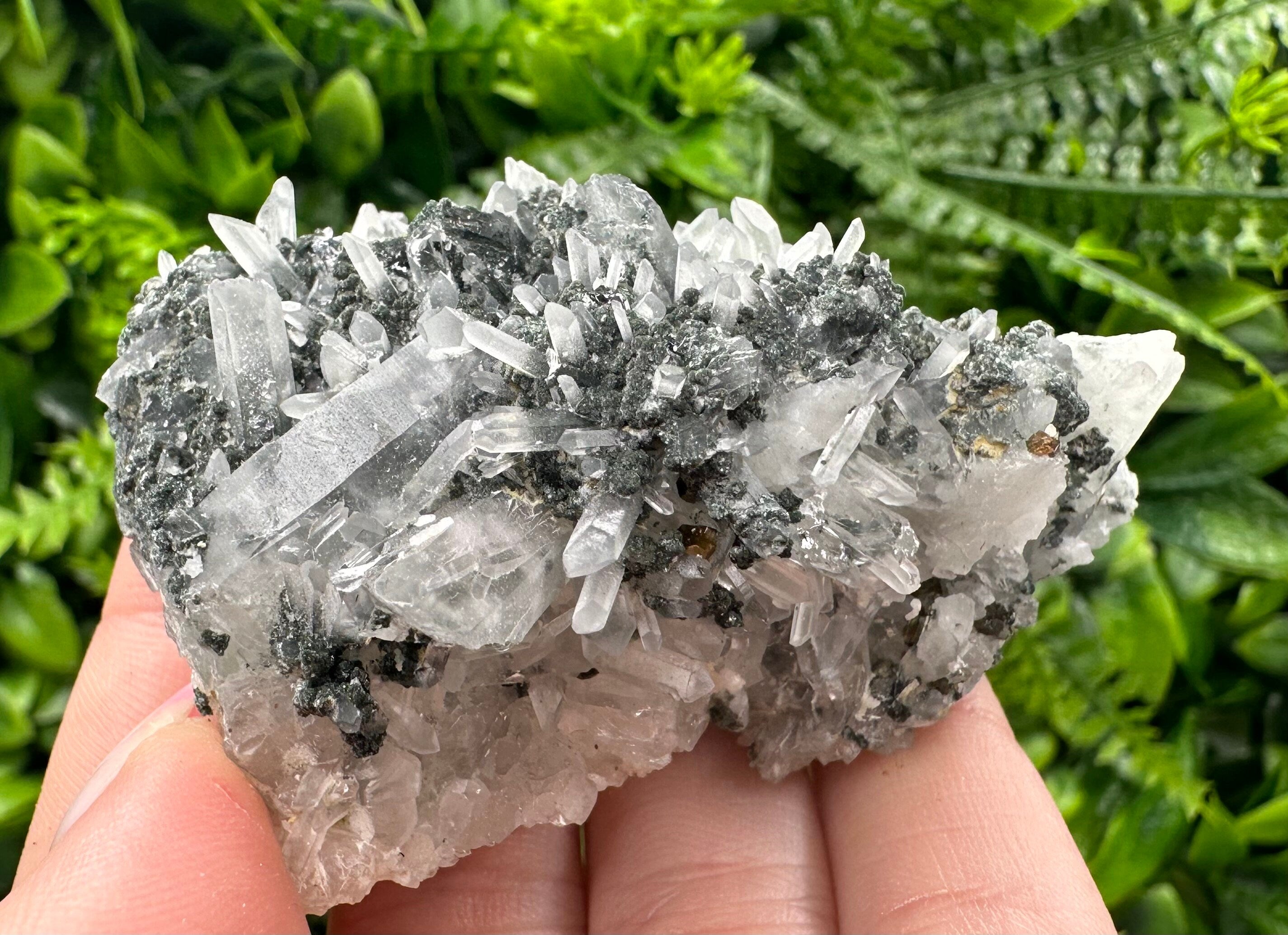 Quartz with Calcite and Chlorite: Borieva Mine Crystal Souvenir