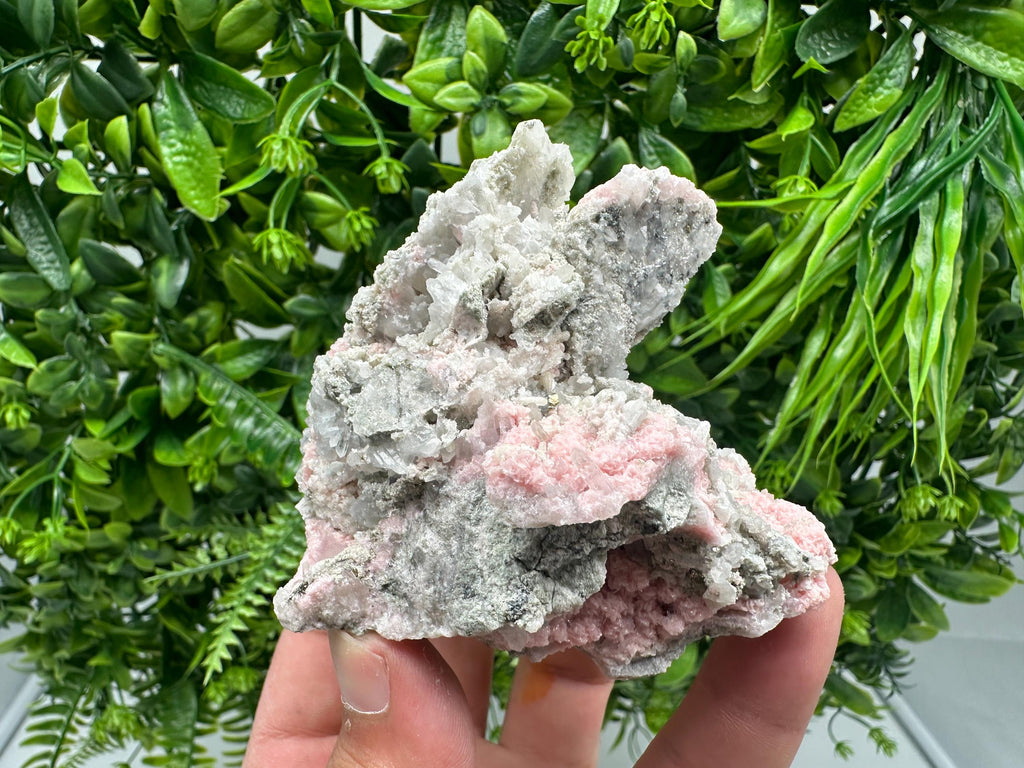 Rhodochrosite with Quartz Crystals: Starnica Mine, Bulgaria