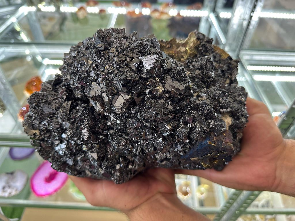EXTRA LARGE,Incredible Black Sphalerite whit Chalcopyrite,Pyrite,Bornite,Covelline from Borieva mine,Madan,Bulgaria,collection specimen,gift