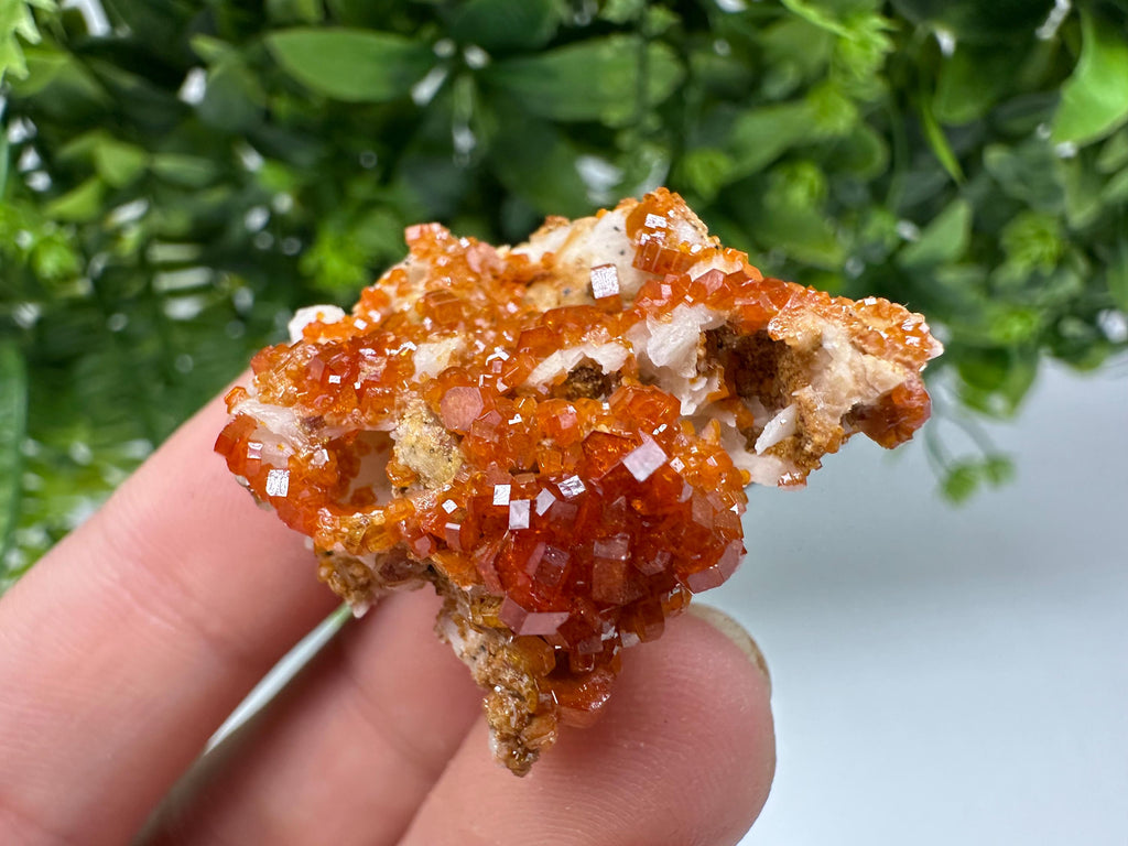 Red Vanadinite on Barite Specimen: Moroccan Crystal Cluster (3.5/3/2cm, 22 grams)