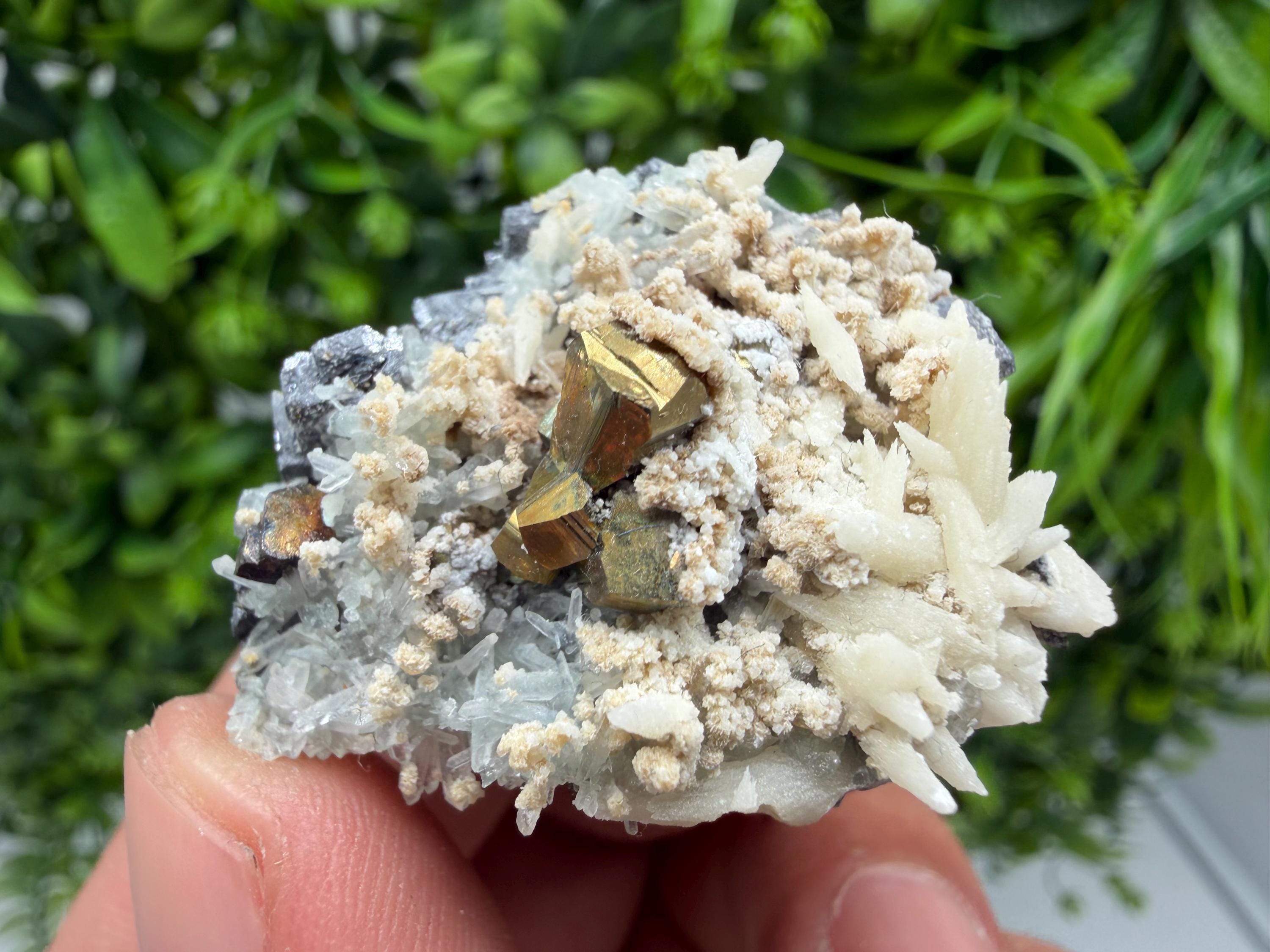 Sphalerite with Calcite Pyrite Mineral Specimen, Madan Bulgaria Collection Stone