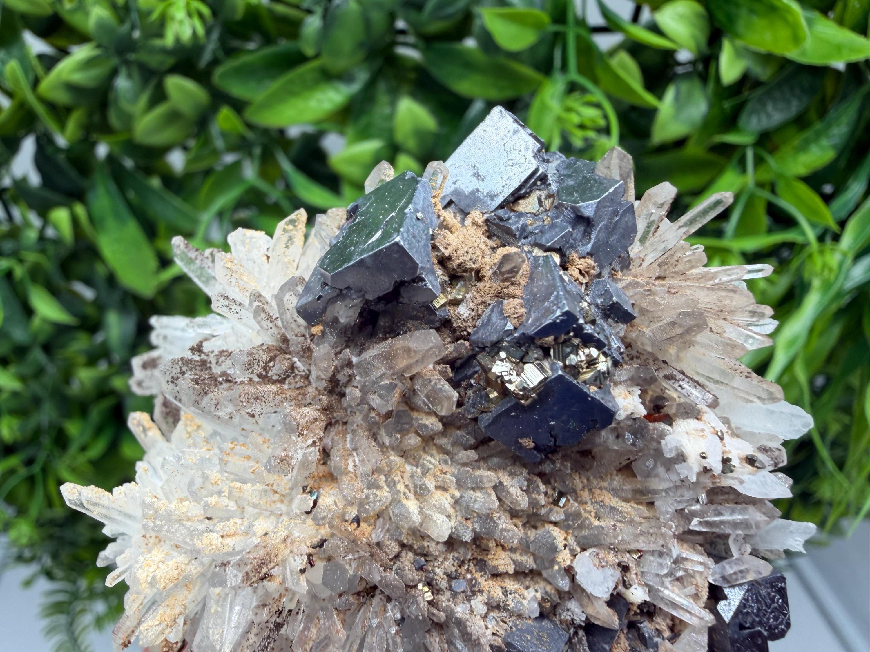 Stunning Galena,Sphalerite on Quartz whit Siderite from 9 th September mine,Madan,Bulgaria,Natural,collectible mineral specimen,home decor