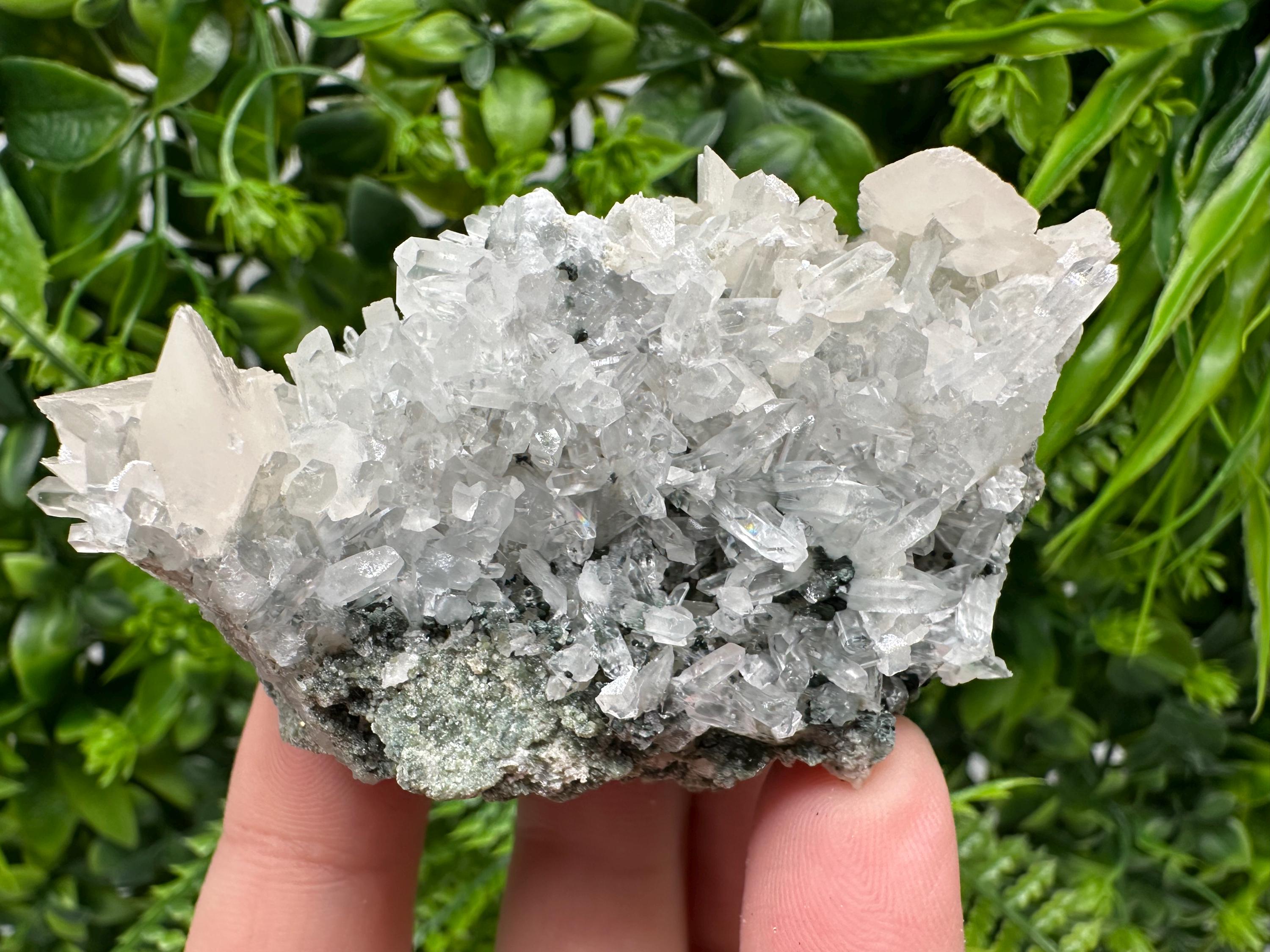 Calcite Quartz on Chlorite Matrix, Bulgaria Mineral Specimen