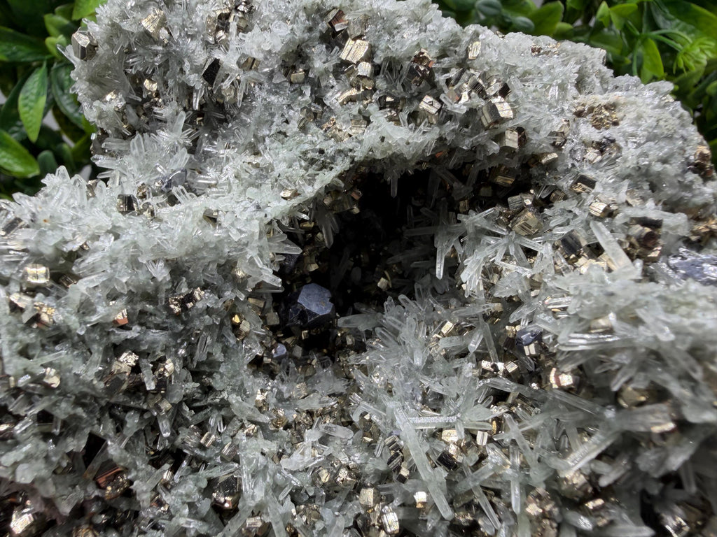 Galena on Green Quartz with Chlorite, Borieva Mine Mineral Specimen