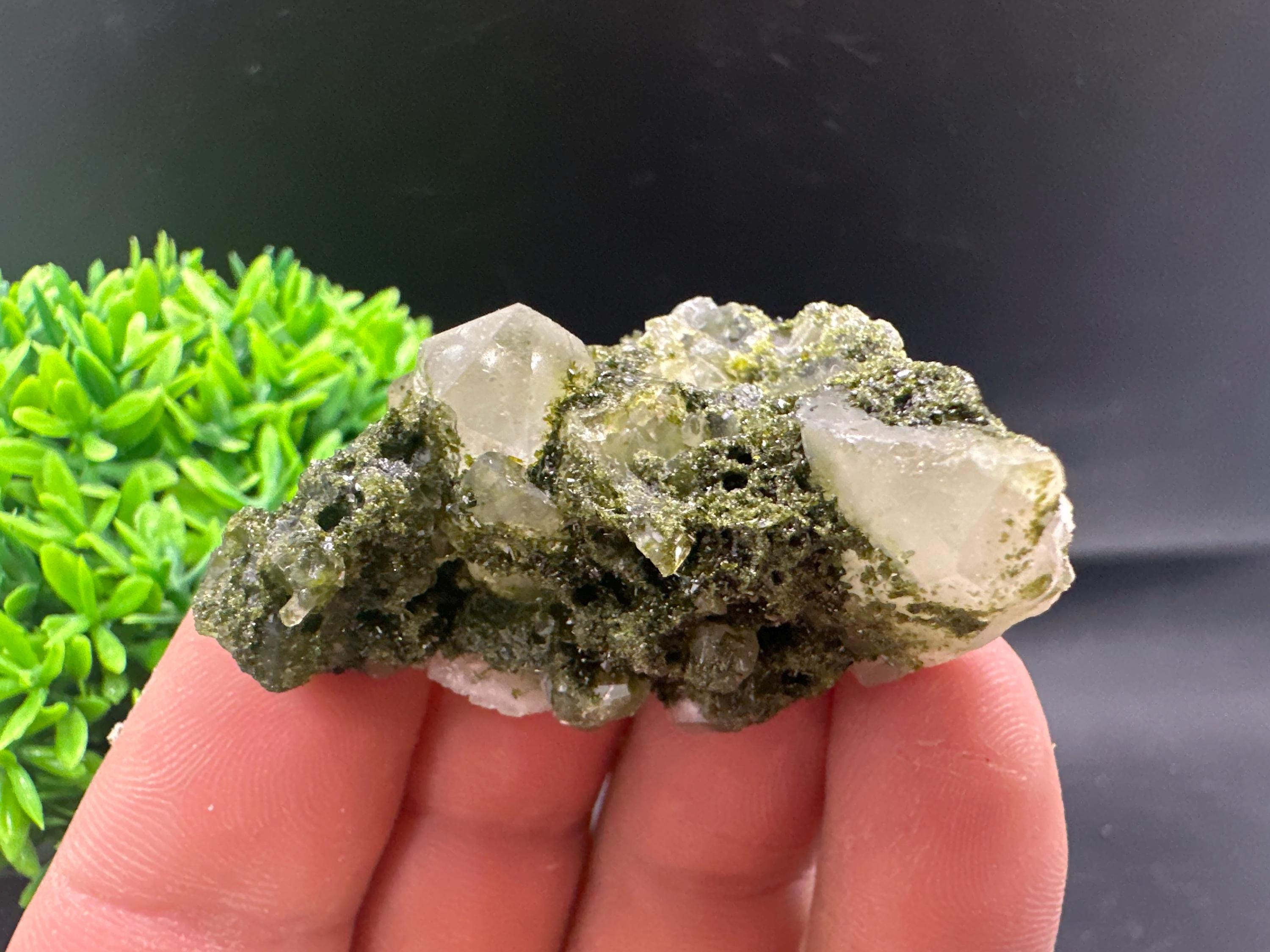 Rare Green Epidote with Quartz Crystals, Eastern Anatolia Turkey