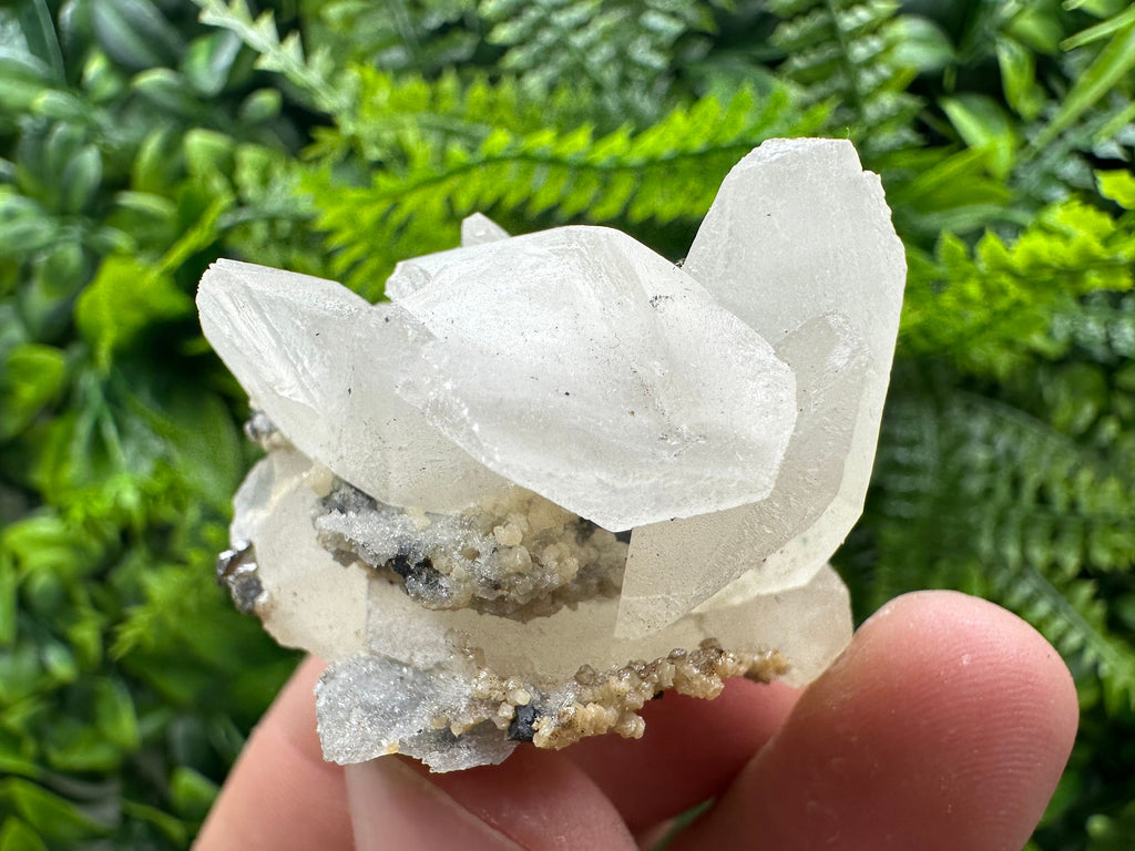 White Calcite on Matrix, Madan Bulgaria Mineral Specimen