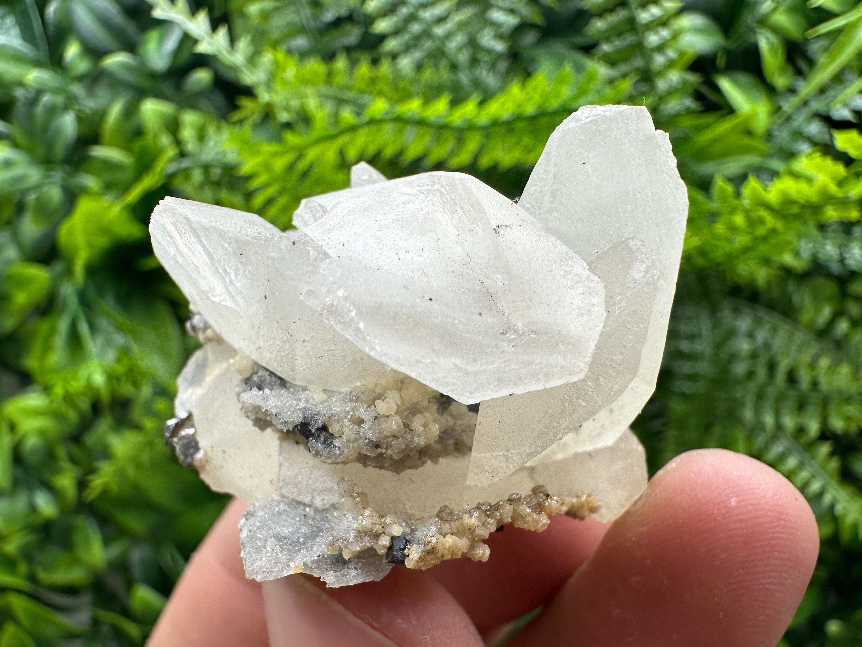 White Calcite on Matrix, Madan Bulgaria Mineral Specimen
