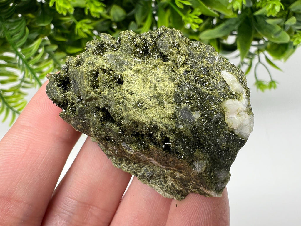 Green Epidote with Quartz Crystals - Extremely Sparkly with Rainbows,souvenirs collection stone,gift,decor, Eastern Anatolian, Turkey