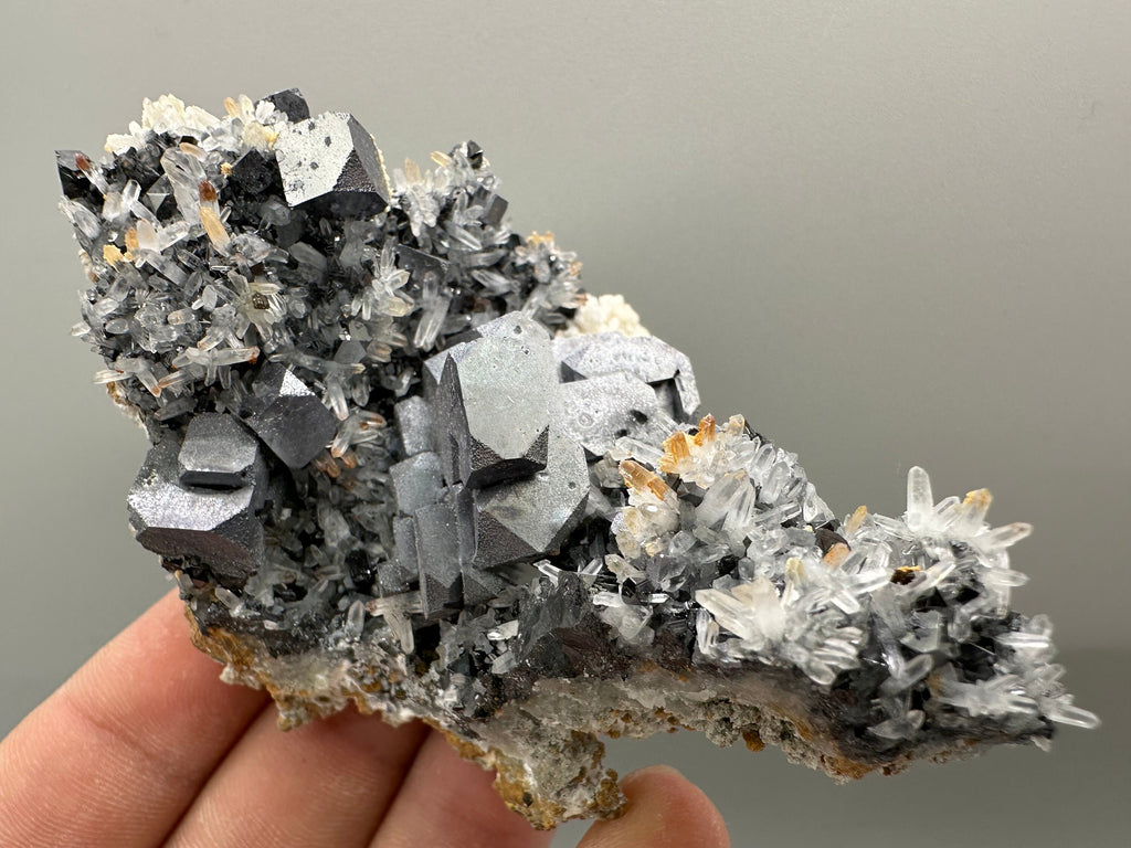 Galena Sphalerite Calcite on Quartz Specimen, Bulgaria Crystal