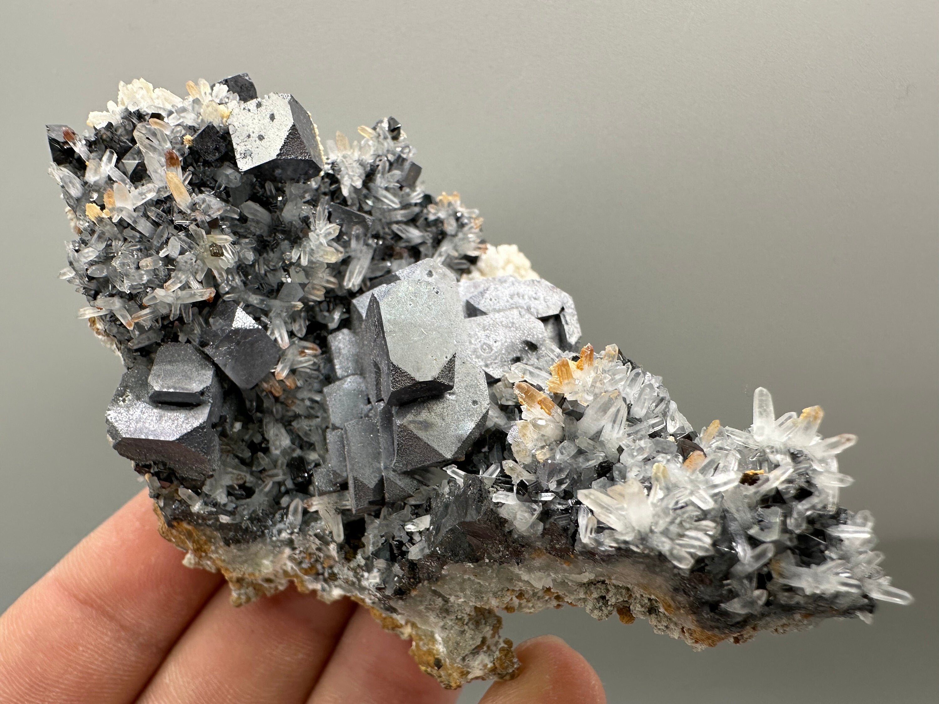 Galena Sphalerite Calcite on Quartz Specimen, Bulgaria Crystal
