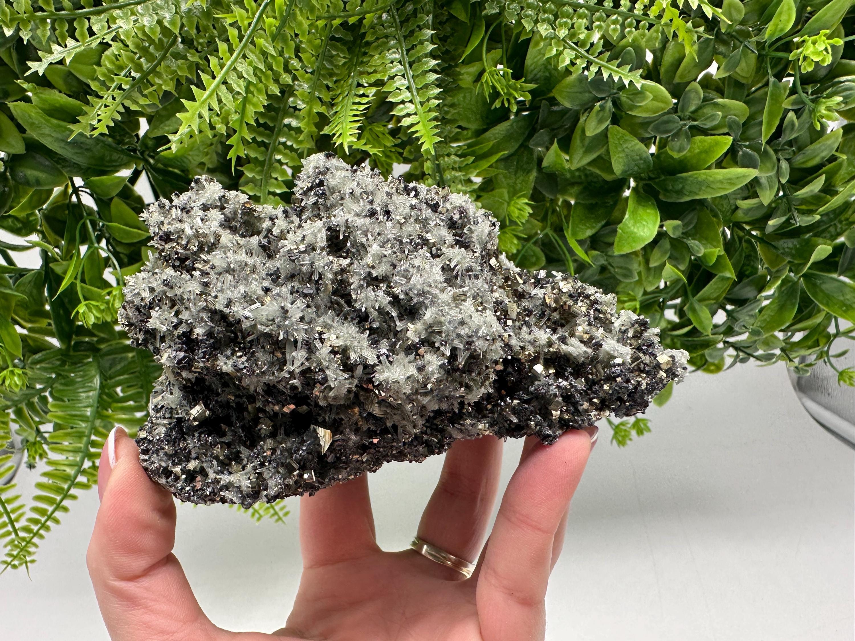 Stunning Pyrite on Quartz,Calcite from Borieva mine,Madan,Bulgaria,natural,collectible mineral specimen,home decor stone,collection crystal