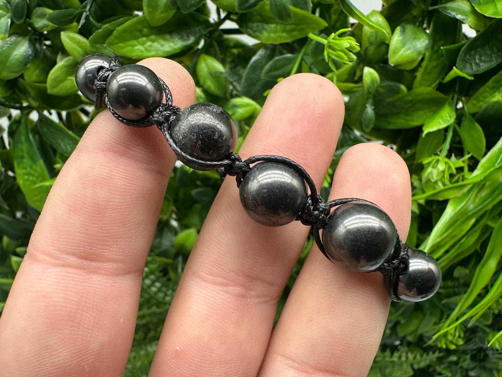 Braided Shungite Bracelet: Adjustable Tie, Men's Stone Jewelry