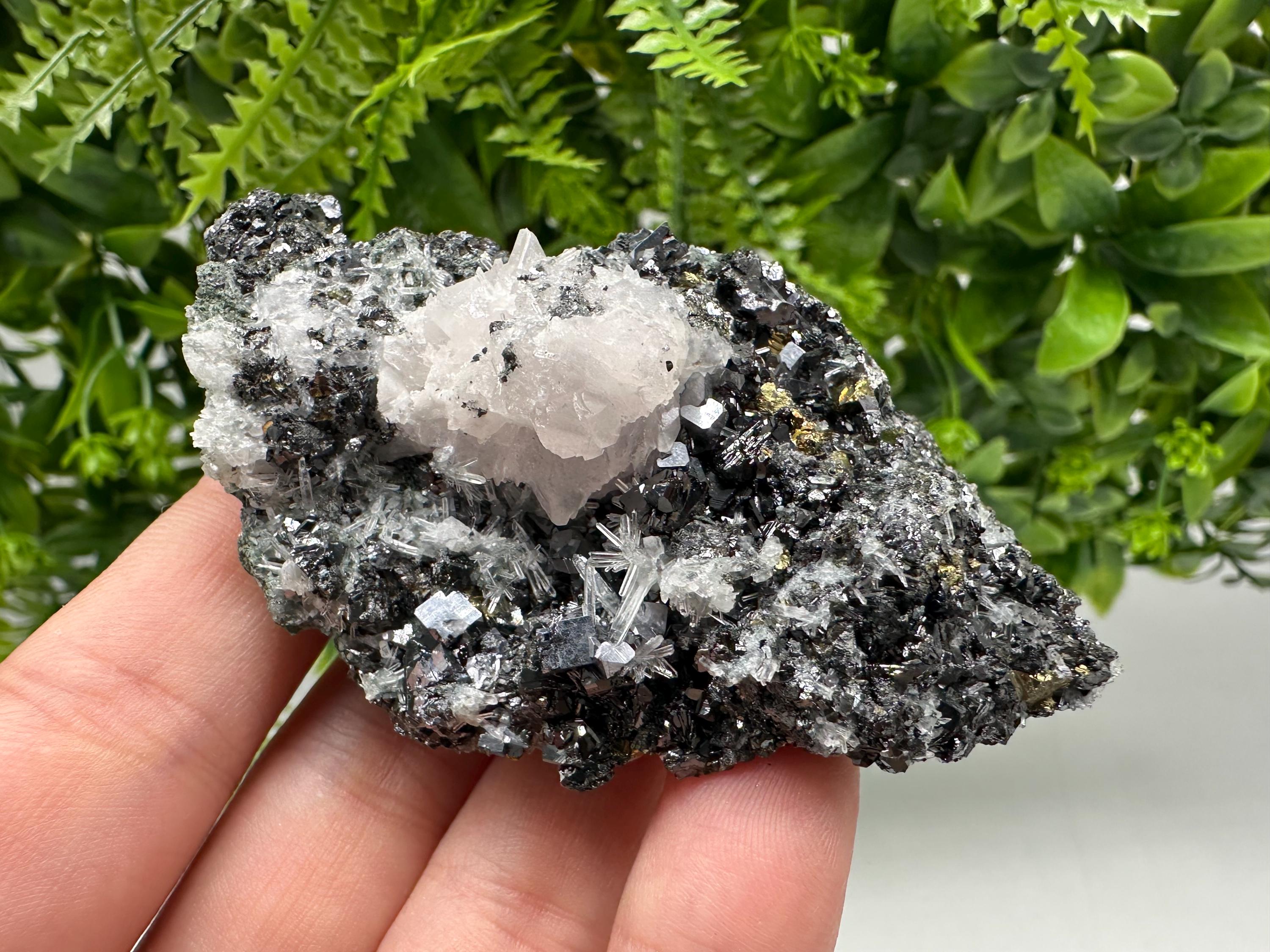 Pyrite on Green Quartz Specimen, Borieva Mine, Bulgaria