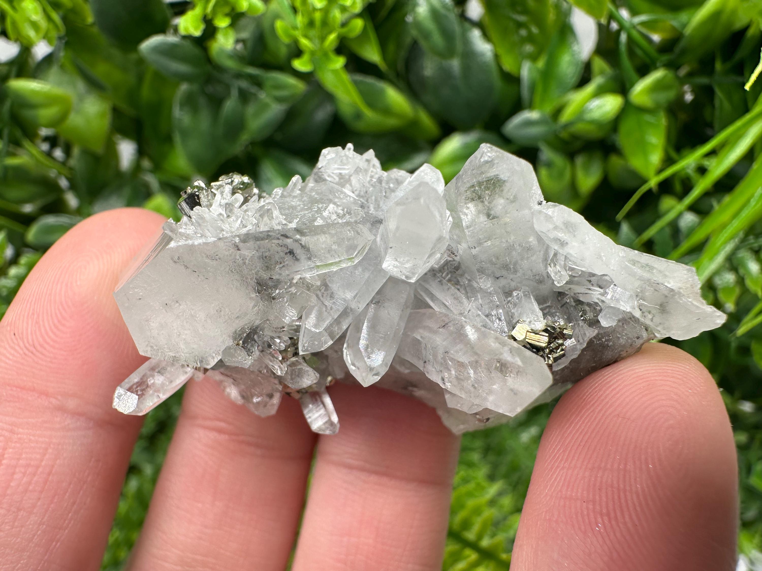 Pyrite on Green Quartz Mineral Specimen, Borieva Mine Bulgaria
