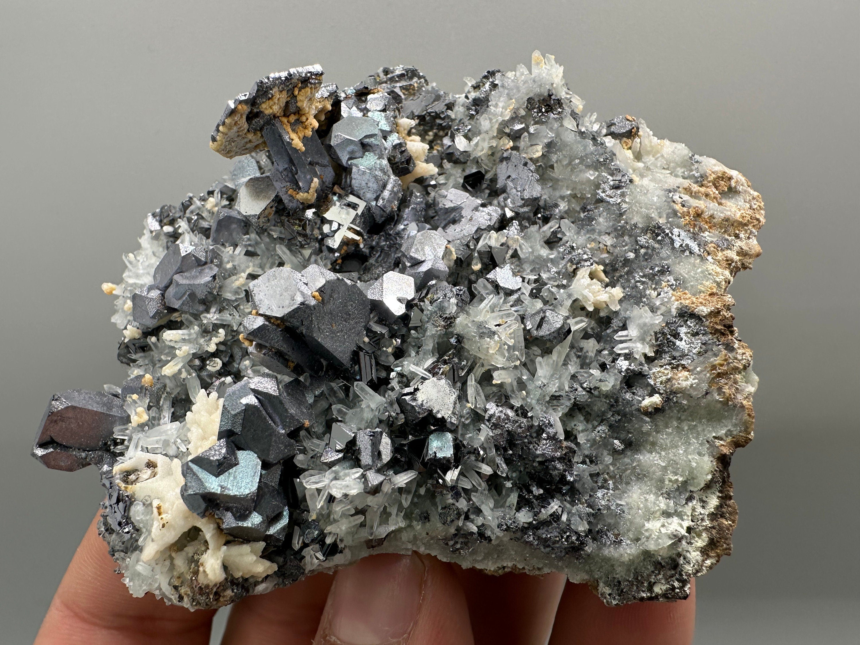 Skeletal Galena Mineral Specimen: Shiny Crystal Stone, Bulgaria