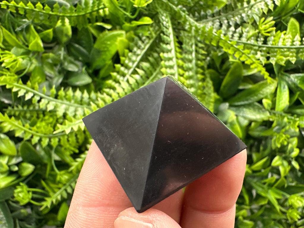 Shungite Pyramid (3cm): Polished EMF Protection Crystal