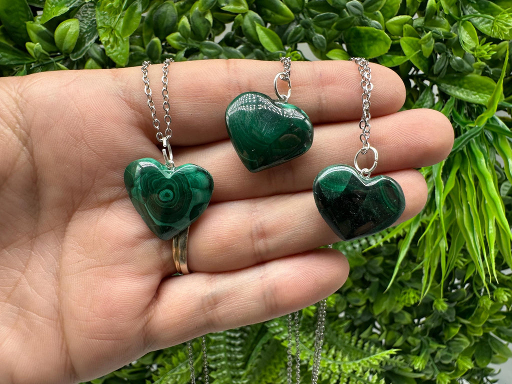 Natural Malachite Heart Bangle: Handmade Stretch Healing Reiki Jewelry