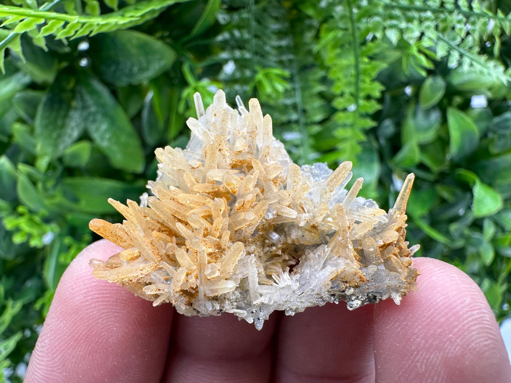 Limonite Coated Quartz Crystal Cluster, Natural Mineral Specimen
