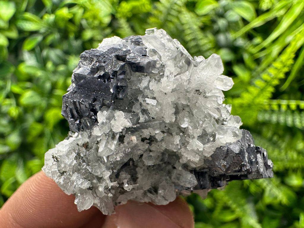 Galena on Quartz with Calcite: Natural Mineral Souvenir